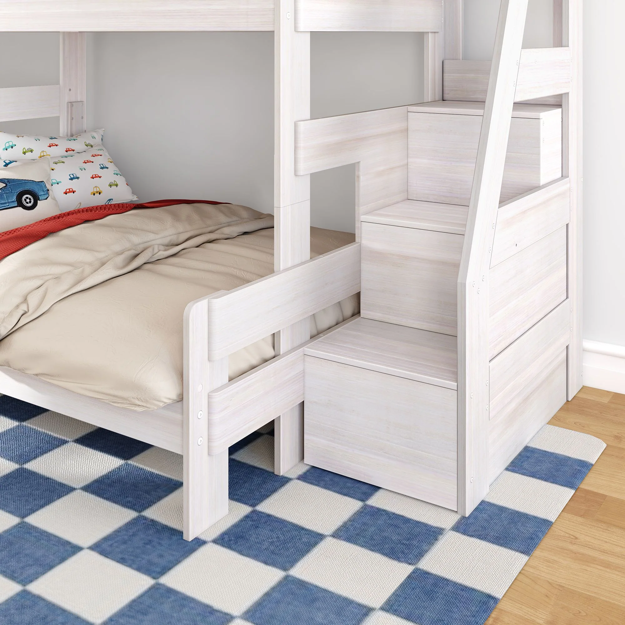 Modern Farmhouse Twin Over Full Bunk Bed With Stairs - Image 17