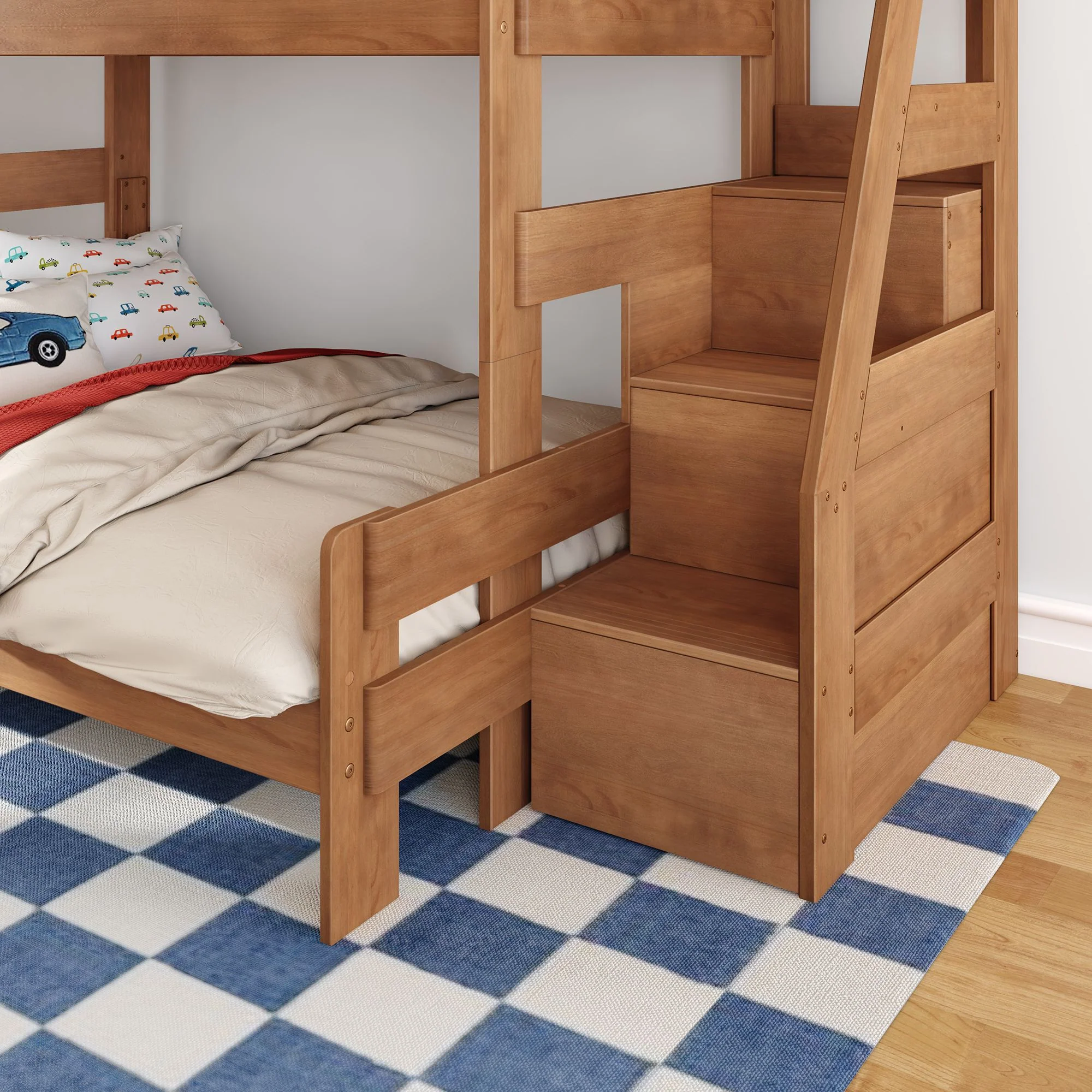 Modern Farmhouse Twin Over Full Bunk Bed With Stairs - Image 20