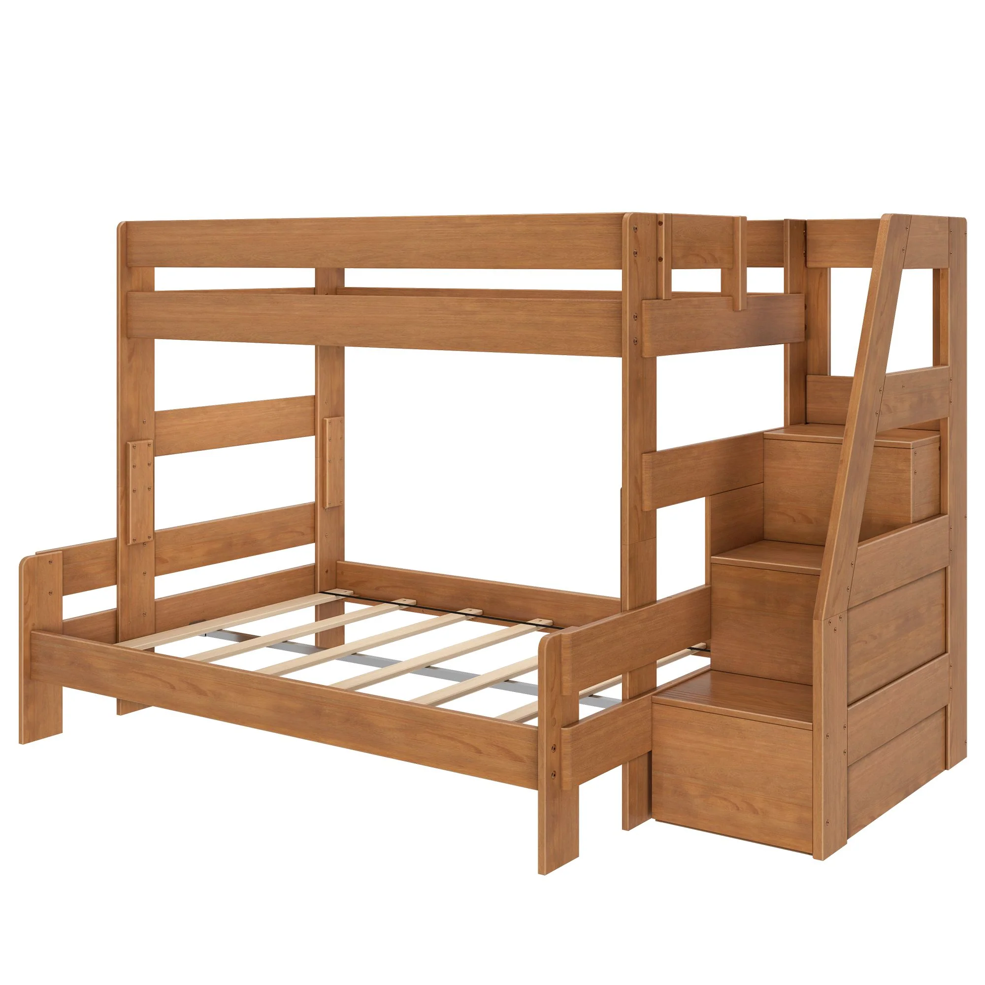 Modern Farmhouse Twin Over Full Bunk Bed With Stairs - Image 28