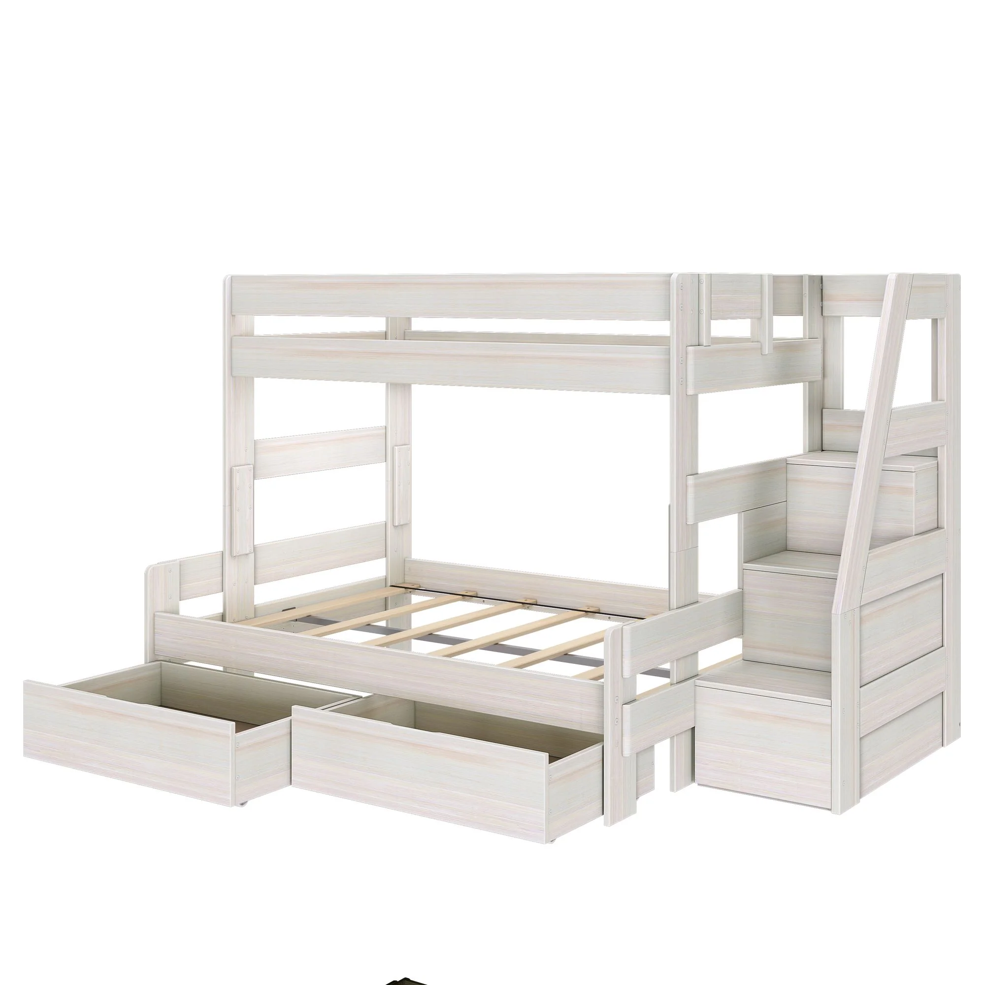 Modern Farmhouse Twin Over Full Bunk Bed With Stairs & Storage Drawers - Image 15