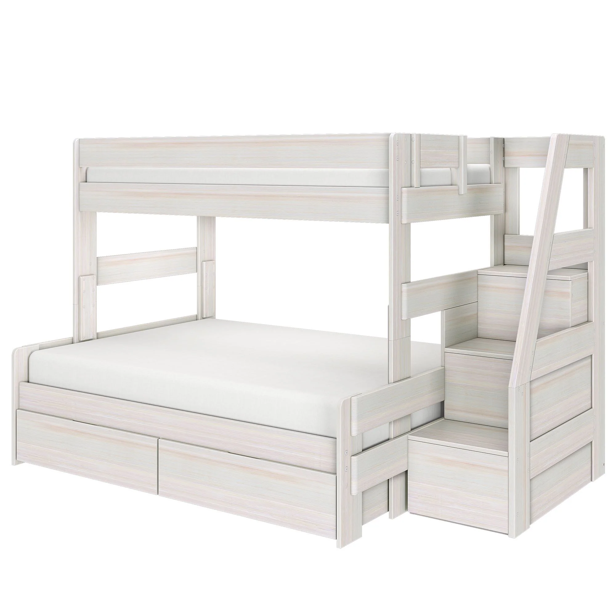 Modern Farmhouse Twin Over Full Bunk Bed With Stairs & Storage Drawers - Image 5