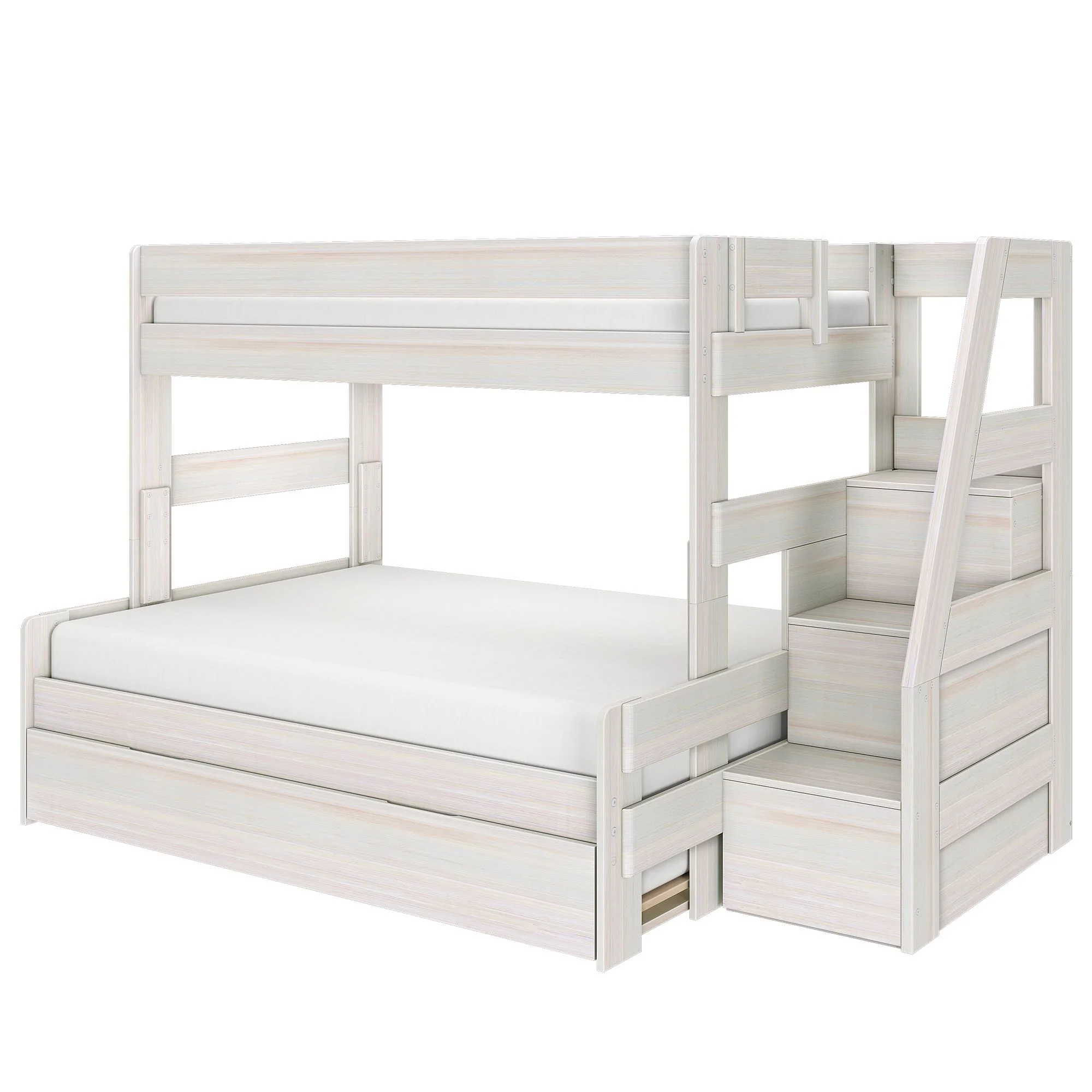 Modern Farmhouse Twin Over Full Bunk Bed With Stairs & Trundle - Image 10