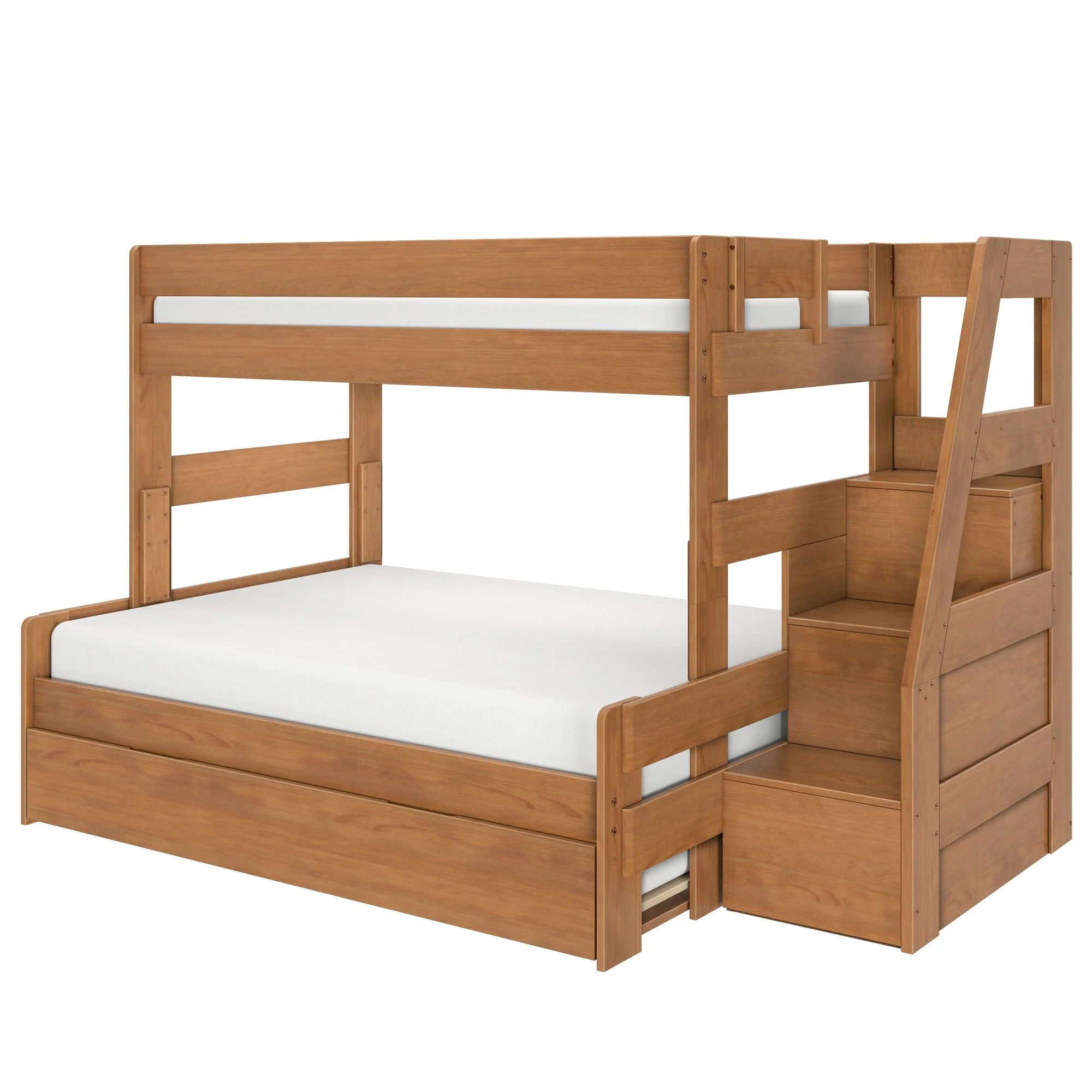 Modern Farmhouse Twin Over Full Bunk Bed With Stairs & Trundle - Image 11