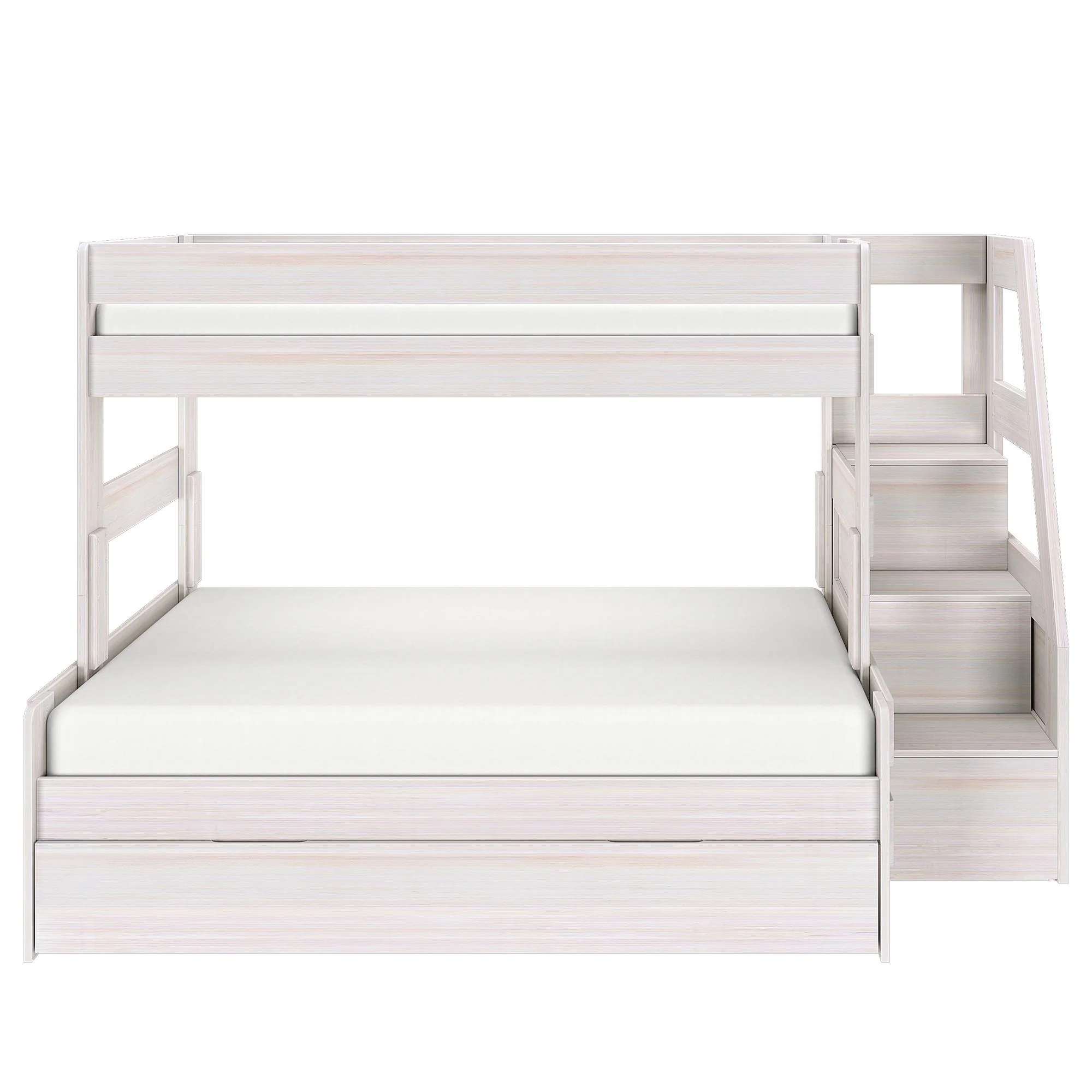 Modern Farmhouse Twin Over Full Bunk Bed With Stairs & Trundle - Image 14