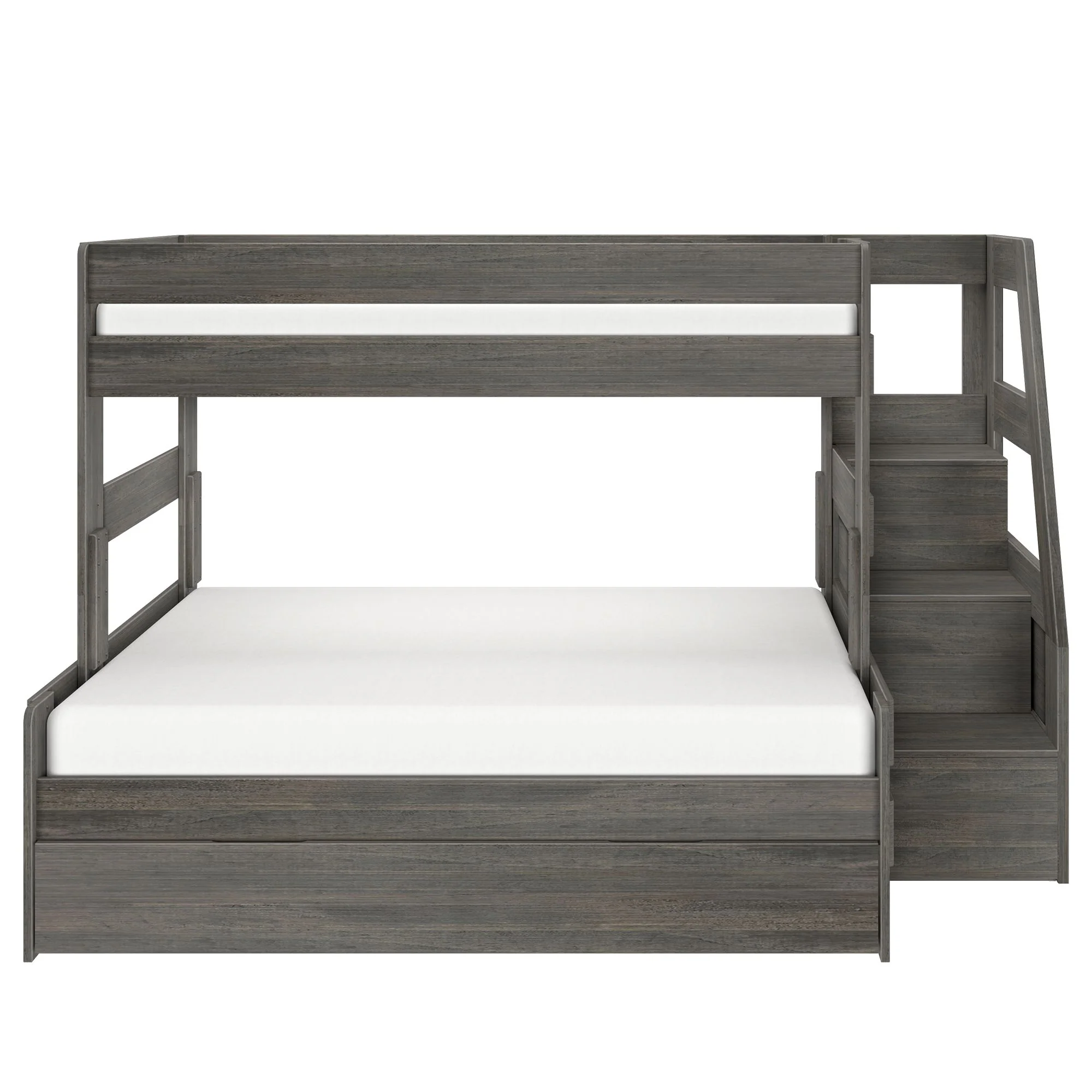Modern Farmhouse Twin Over Full Bunk Bed With Stairs & Trundle - Image 16