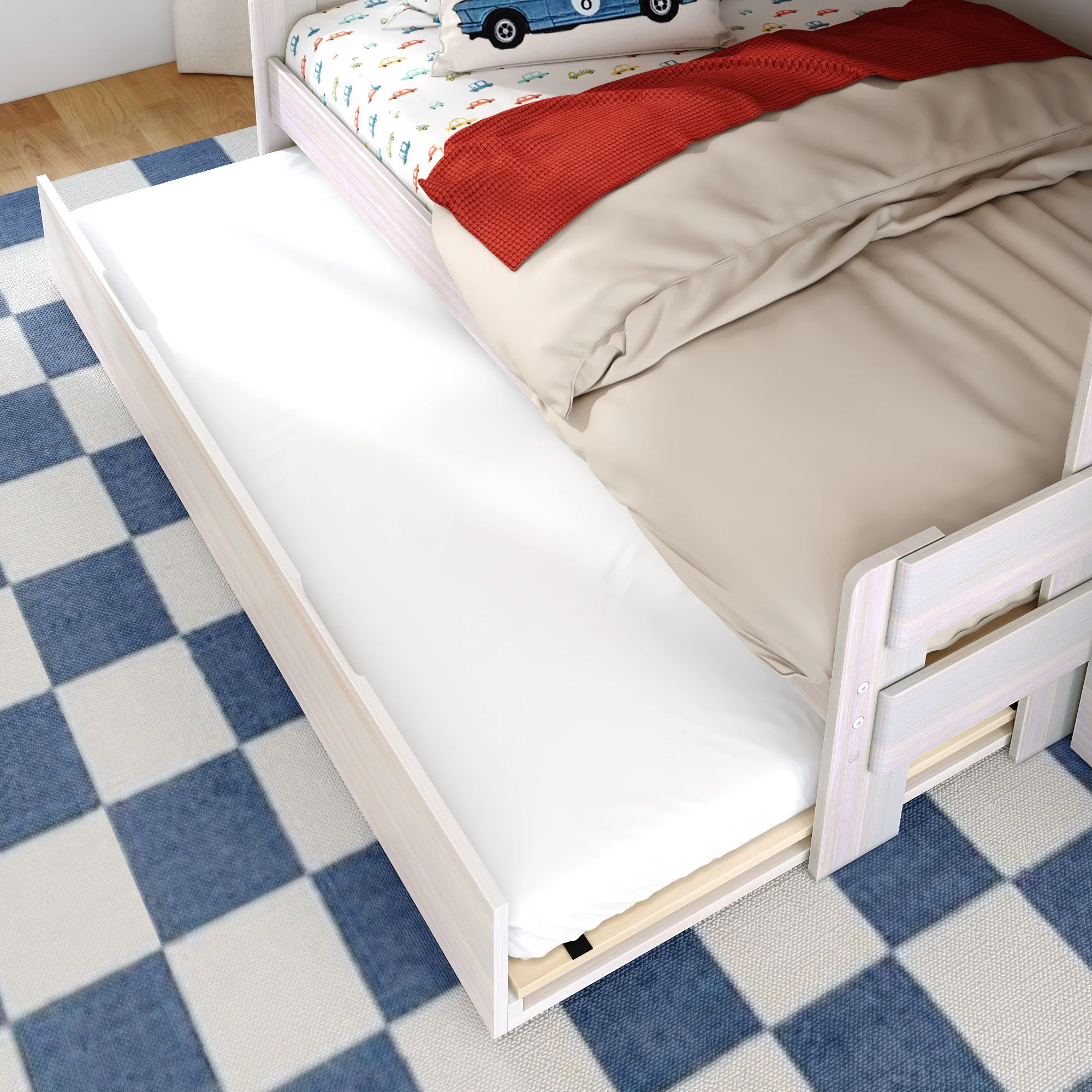 Modern Farmhouse Twin Over Full Bunk Bed With Stairs & Trundle - Image 18