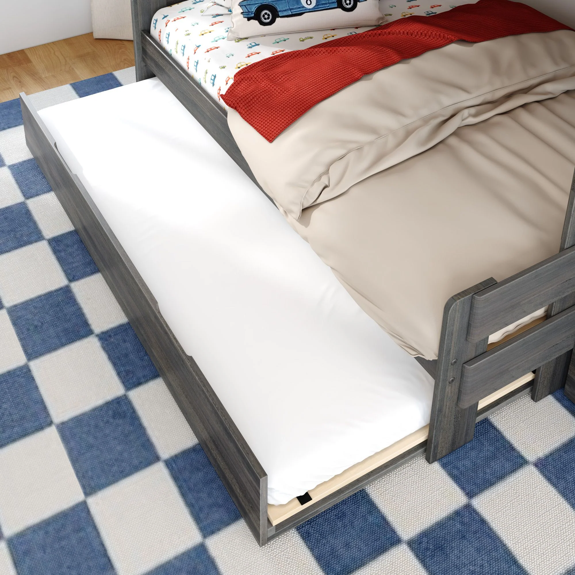 Modern Farmhouse Twin Over Full Bunk Bed With Stairs & Trundle - Image 20