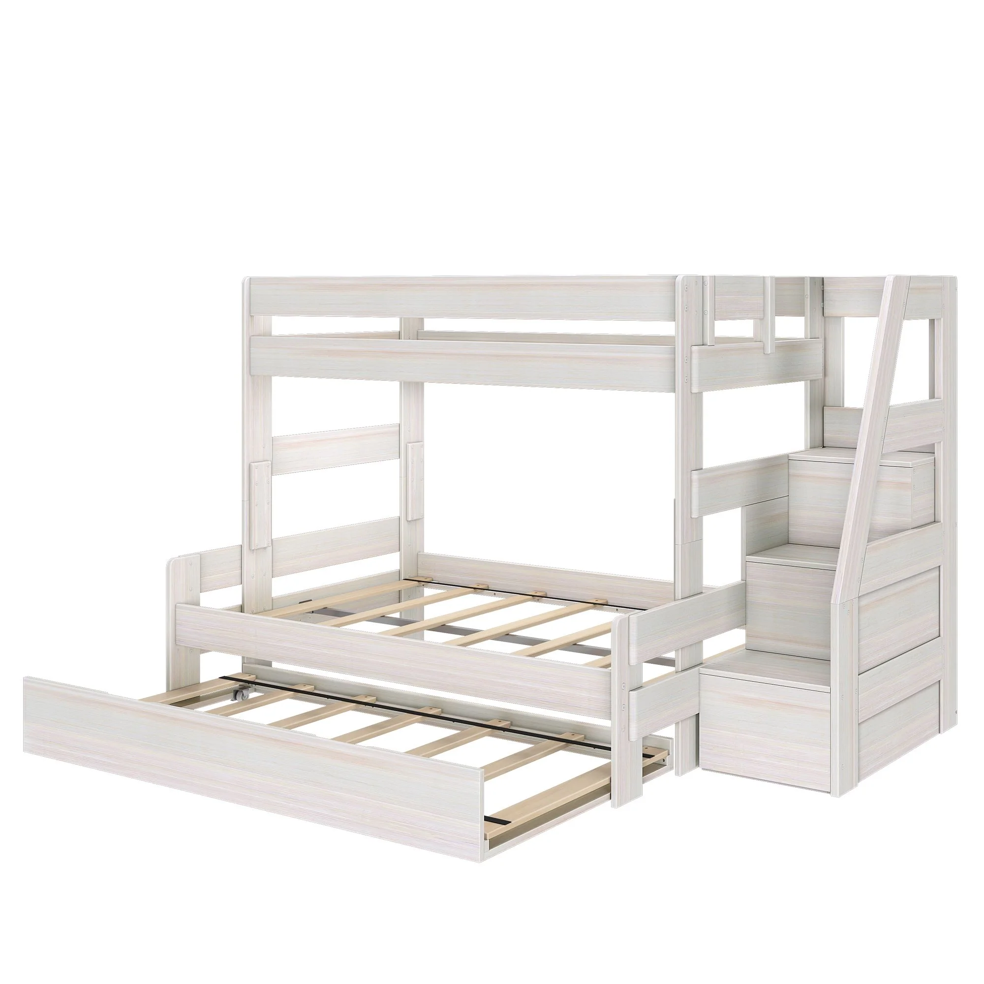 Modern Farmhouse Twin Over Full Bunk Bed With Stairs & Trundle - Image 30