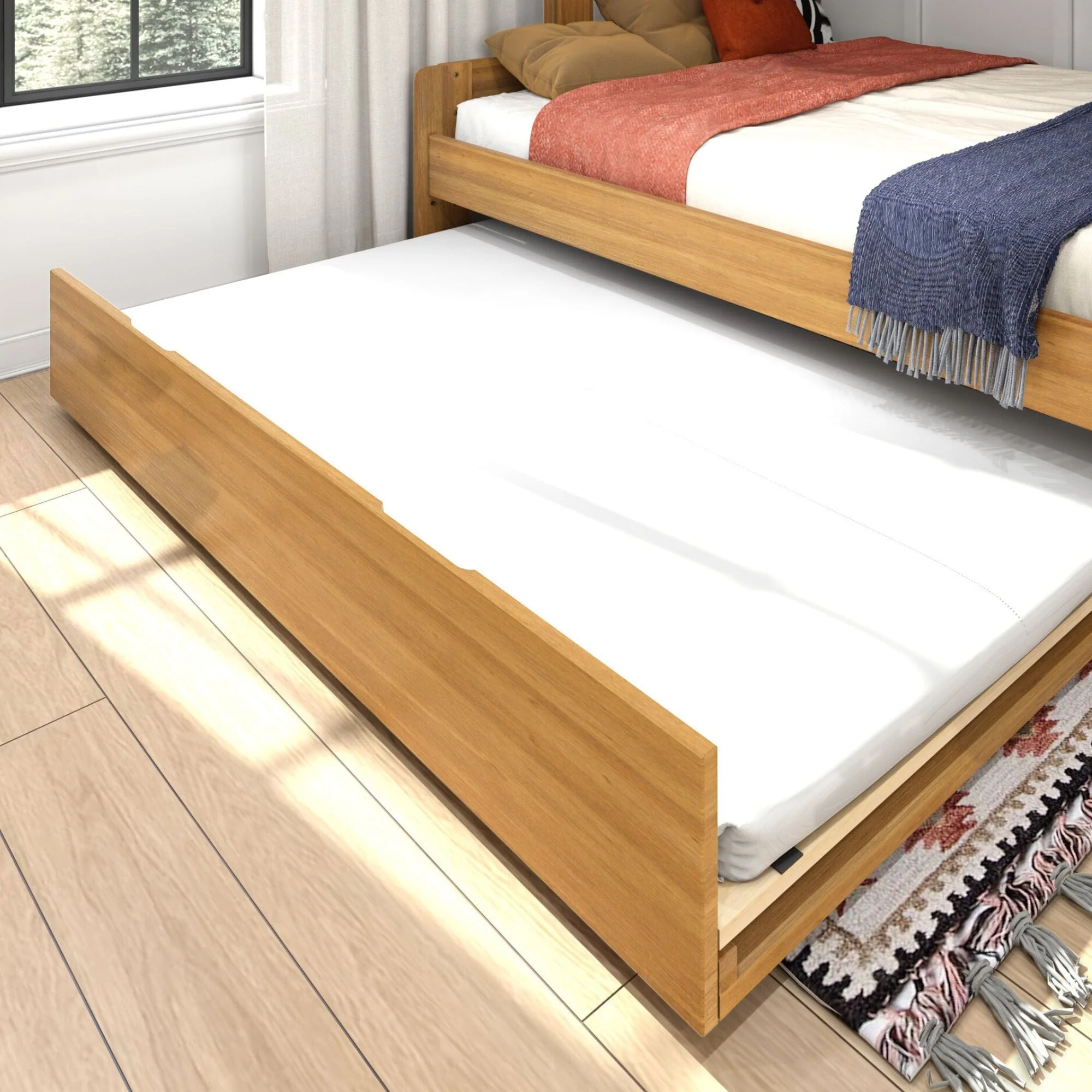 Modern Farmhouse Twin Over Full Bunk Bed With Trundle - Image 15
