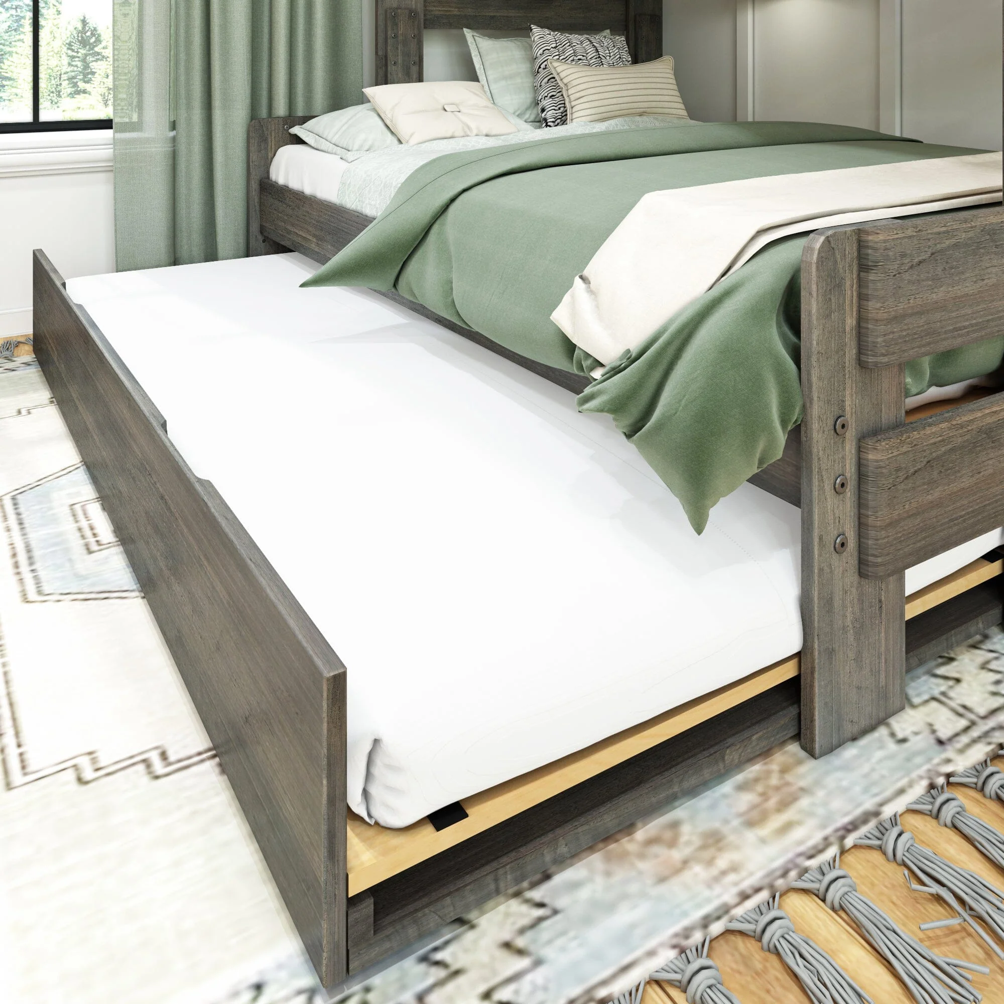 Modern Farmhouse Twin Over Full Bunk Bed With Trundle - Image 5