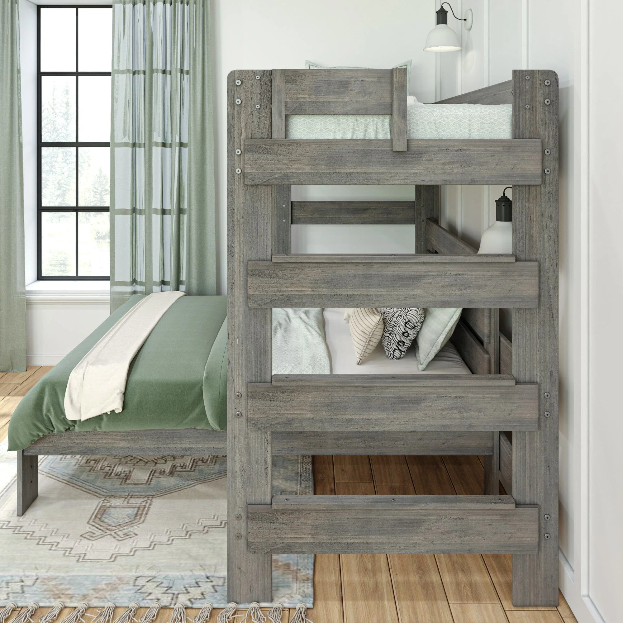 Modern Farmhouse Twin Over Full L-Shaped Bunk Bed - Image 10