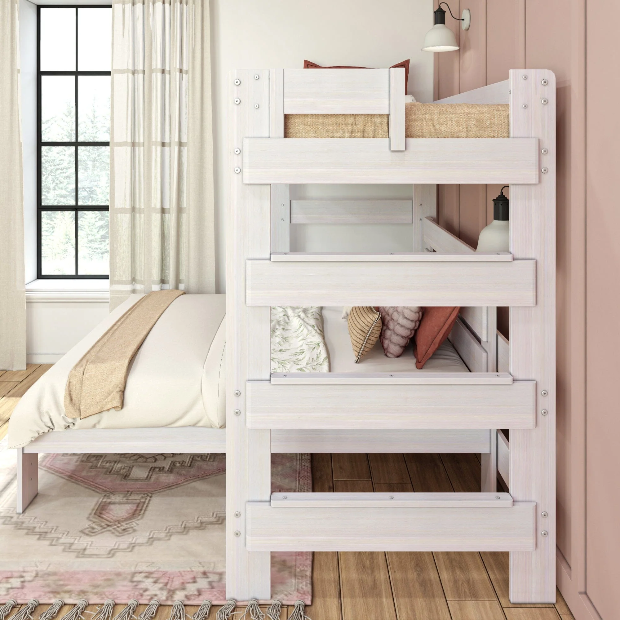 Modern Farmhouse Twin Over Full L-Shaped Bunk Bed - Image 9