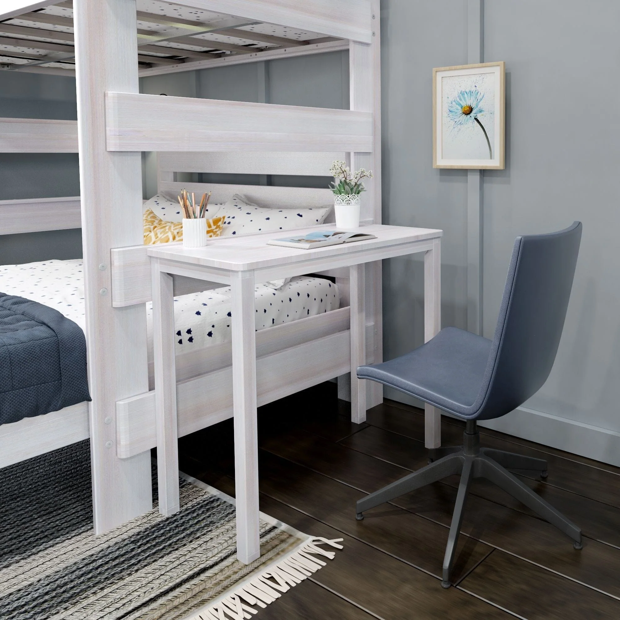 Modern Farmhouse Twin Over Full L-Shaped Bunk Bed With Desk - Image 7
