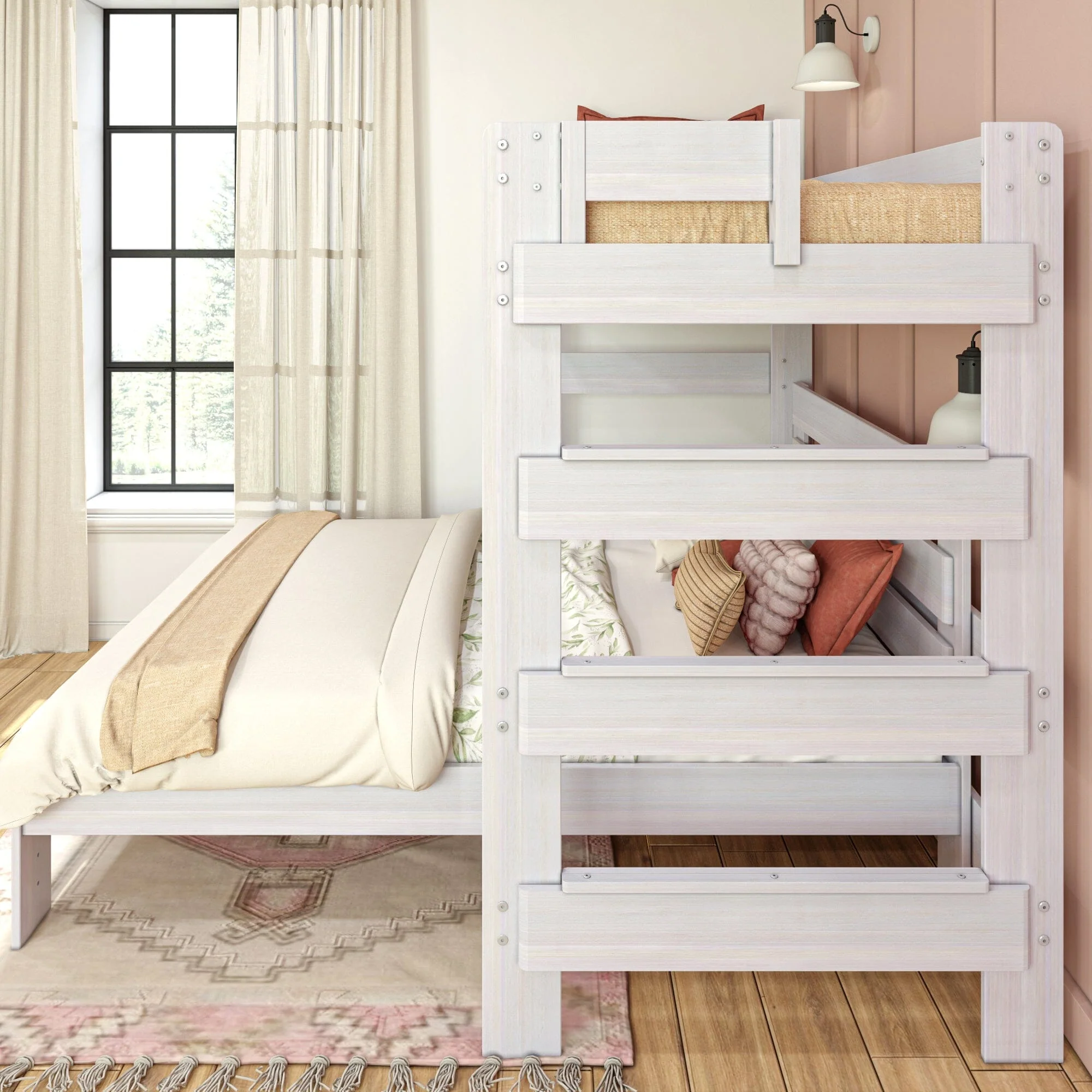 Modern Farmhouse Twin Over Queen L-Shaped Bunk Bed - Image 17