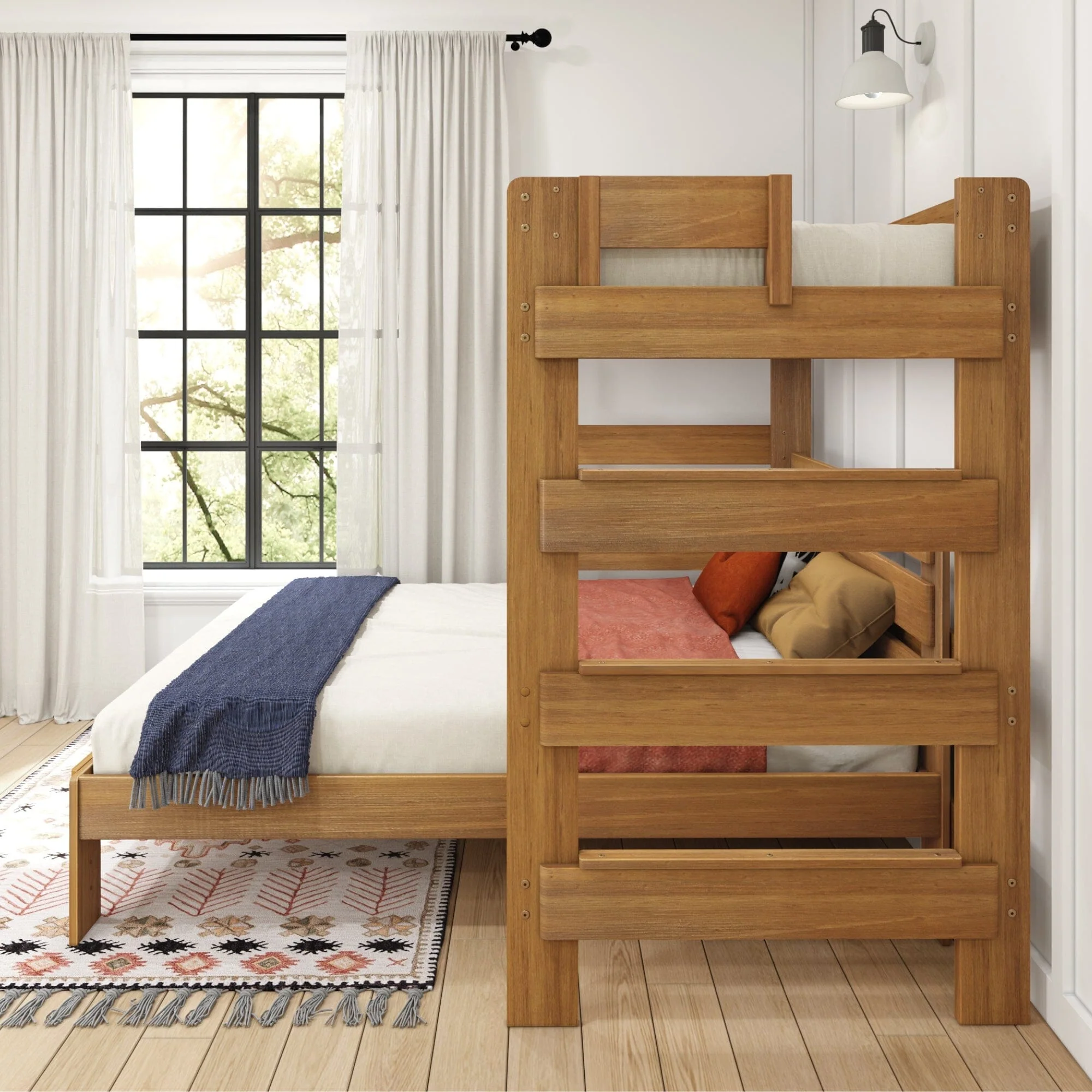 Modern Farmhouse Twin Over Queen L-Shaped Bunk Bed - Image 20