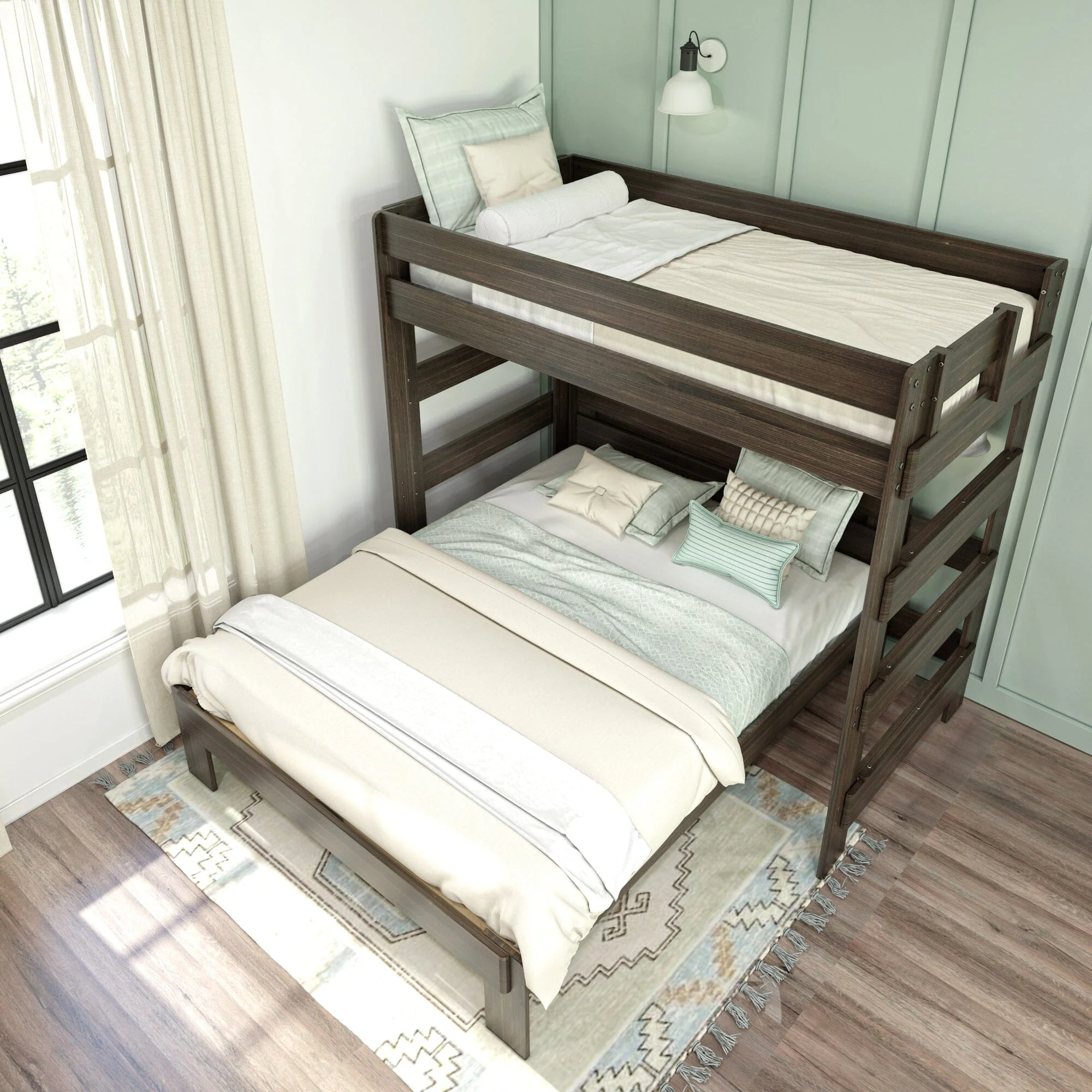 Modern Farmhouse Twin Over Queen L-Shaped Bunk Bed - Image 23
