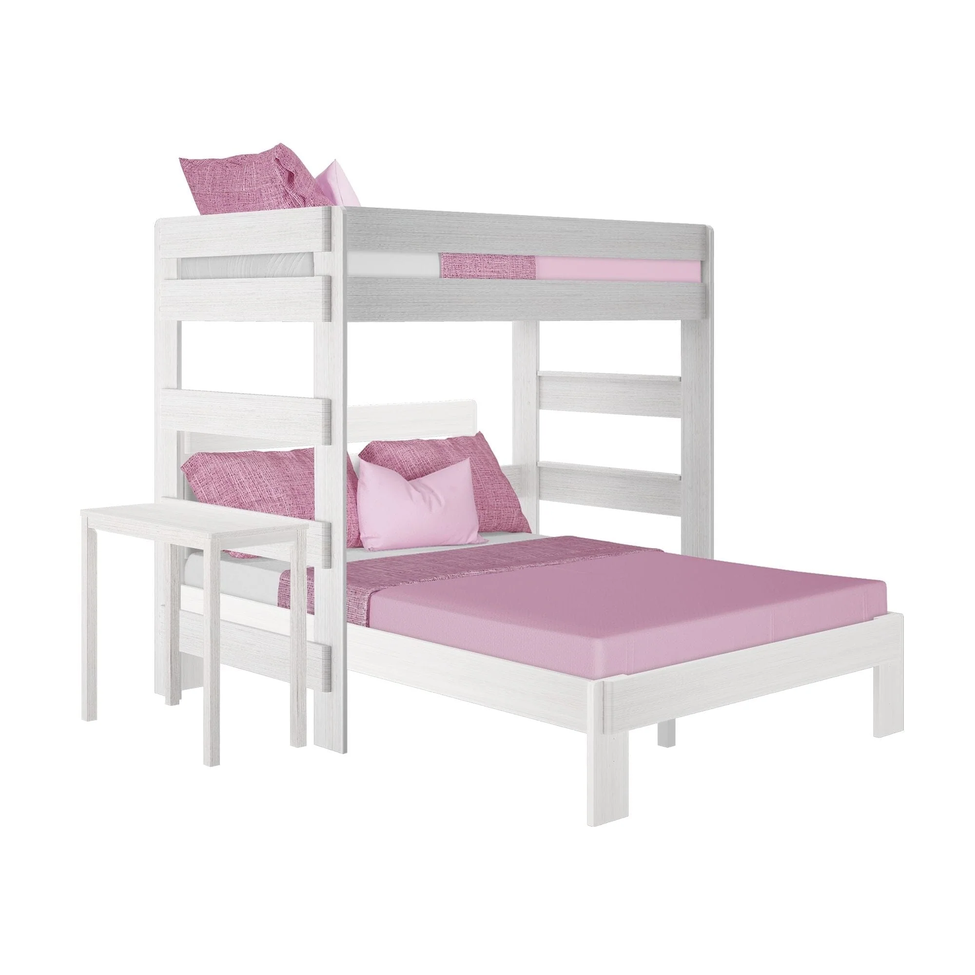 Modern Farmhouse Twin Over Queen L-Shaped Bunk Bed With Desk - Image 5