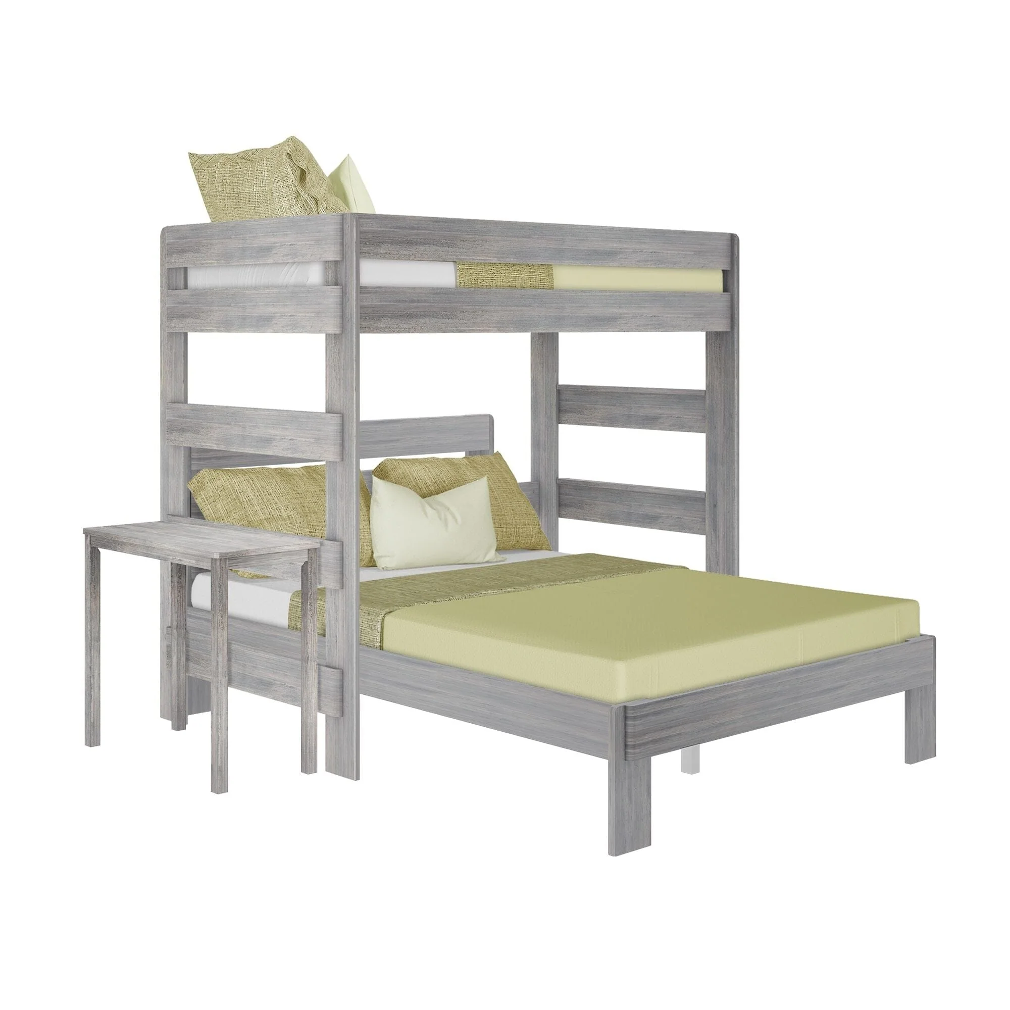 Modern Farmhouse Twin Over Queen L-Shaped Bunk Bed With Desk - Image 6