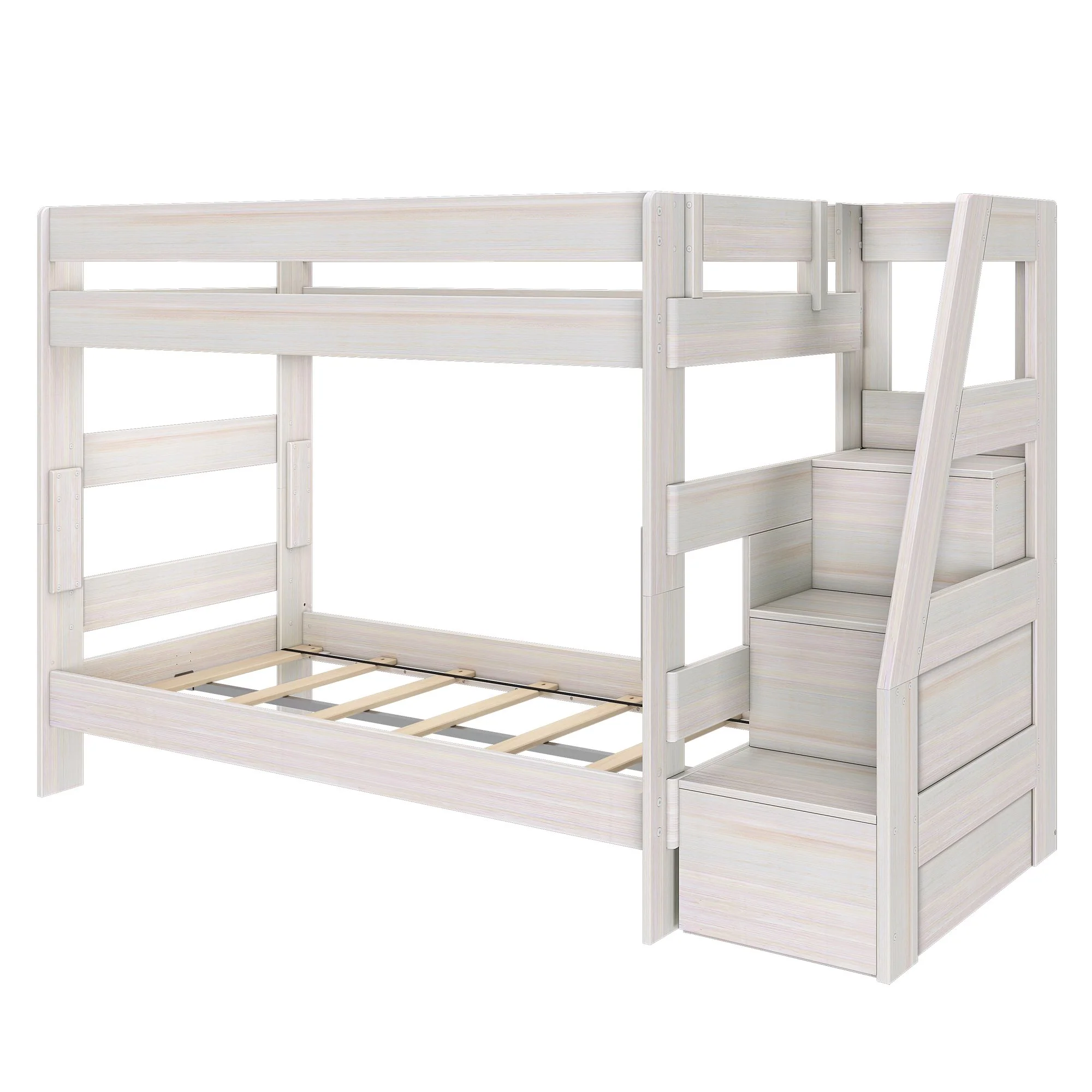 Modern Farmhouse Twin Over Twin Bunk Bed With Stairs - Image 19
