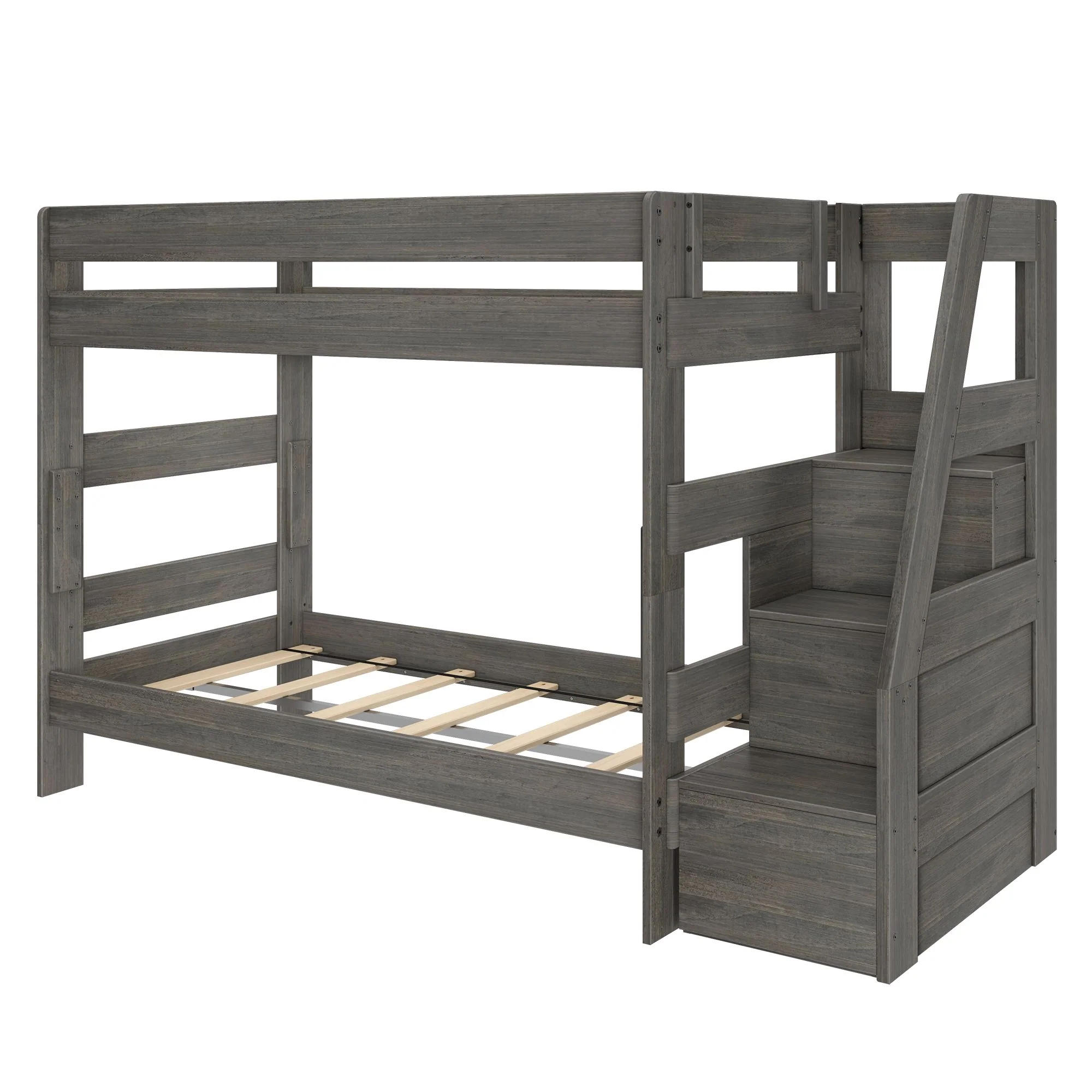Modern Farmhouse Twin Over Twin Bunk Bed With Stairs - Image 20