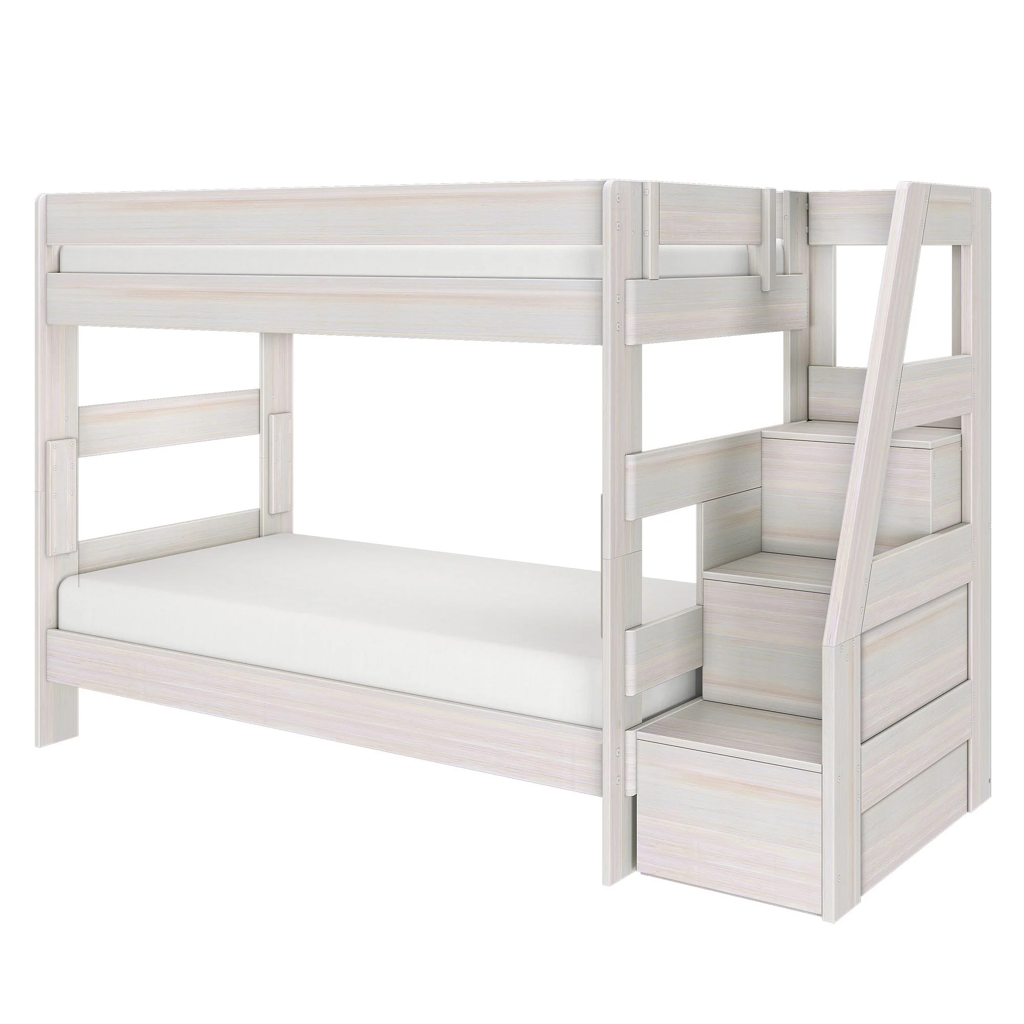 Modern Farmhouse Twin Over Twin Bunk Bed With Stairs - Image 7