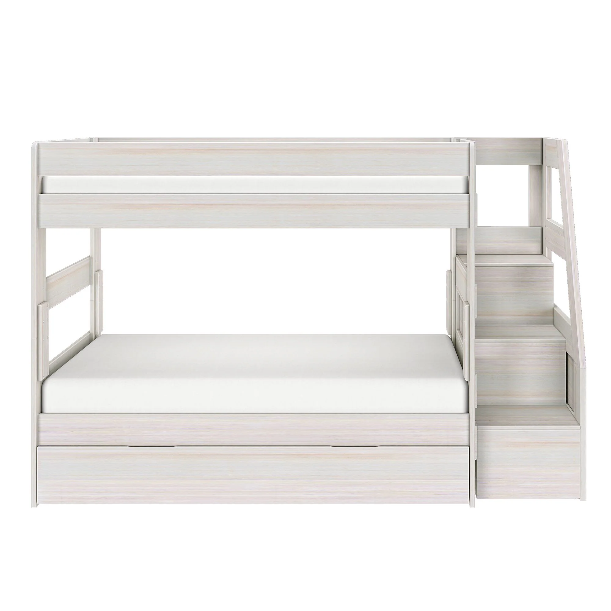 Modern Farmhouse Twin Over Twin Bunk Bed With Stairs & Trundle - Image 7