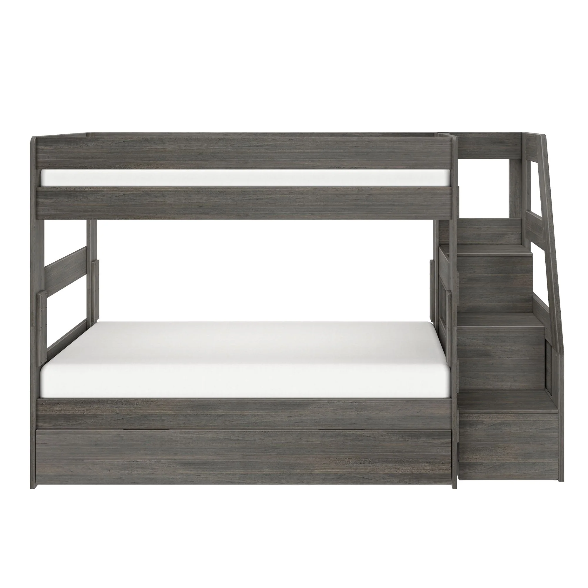 Modern Farmhouse Twin Over Twin Bunk Bed With Stairs & Trundle - Image 8