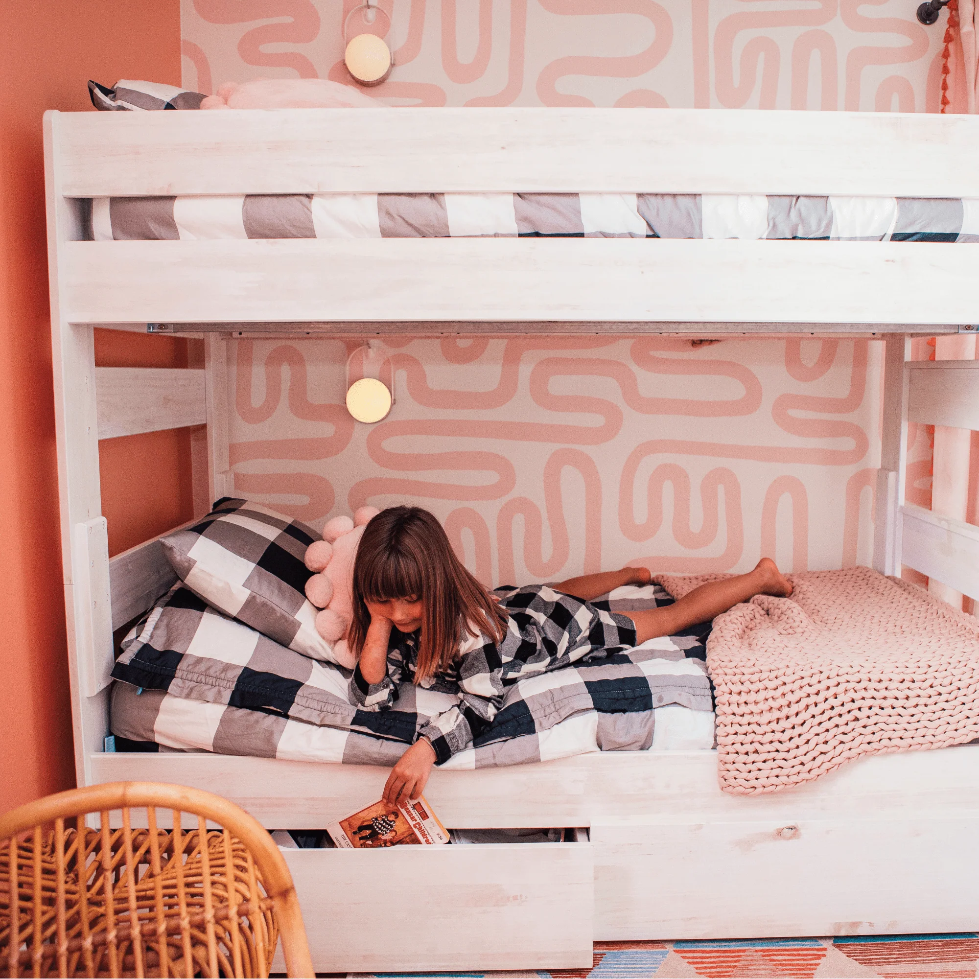 Modern Farmhouse Twin Over Twin Bunk Bed With Storage Drawers - Image 15