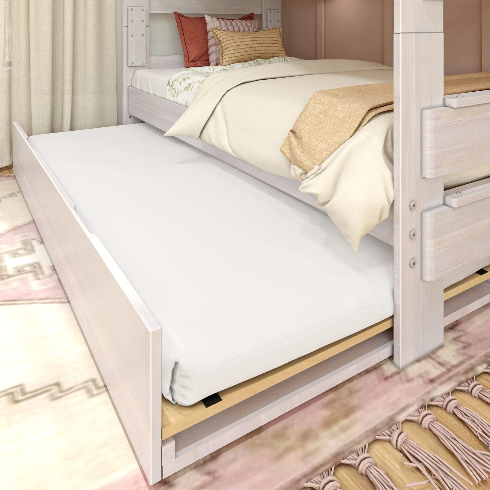 Modern Farmhouse Twin Over Twin Bunk Bed With Trundle - Image 3