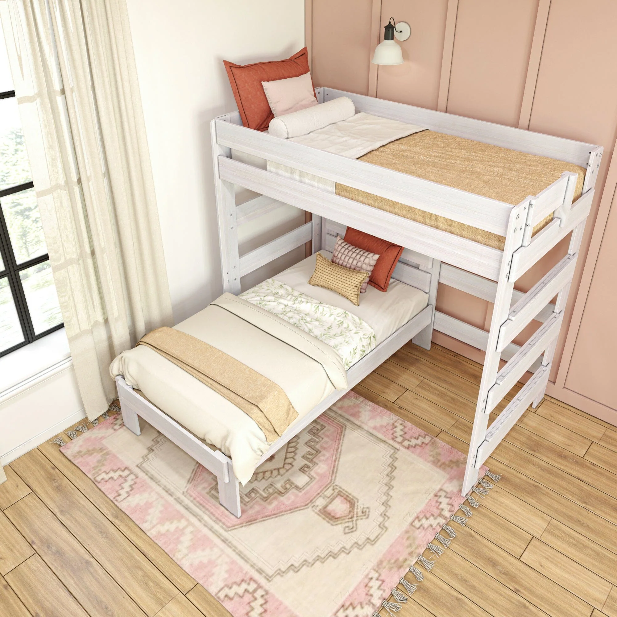 Modern Farmhouse Twin Over Twin L-Shaped Bunk Bed - Image 11