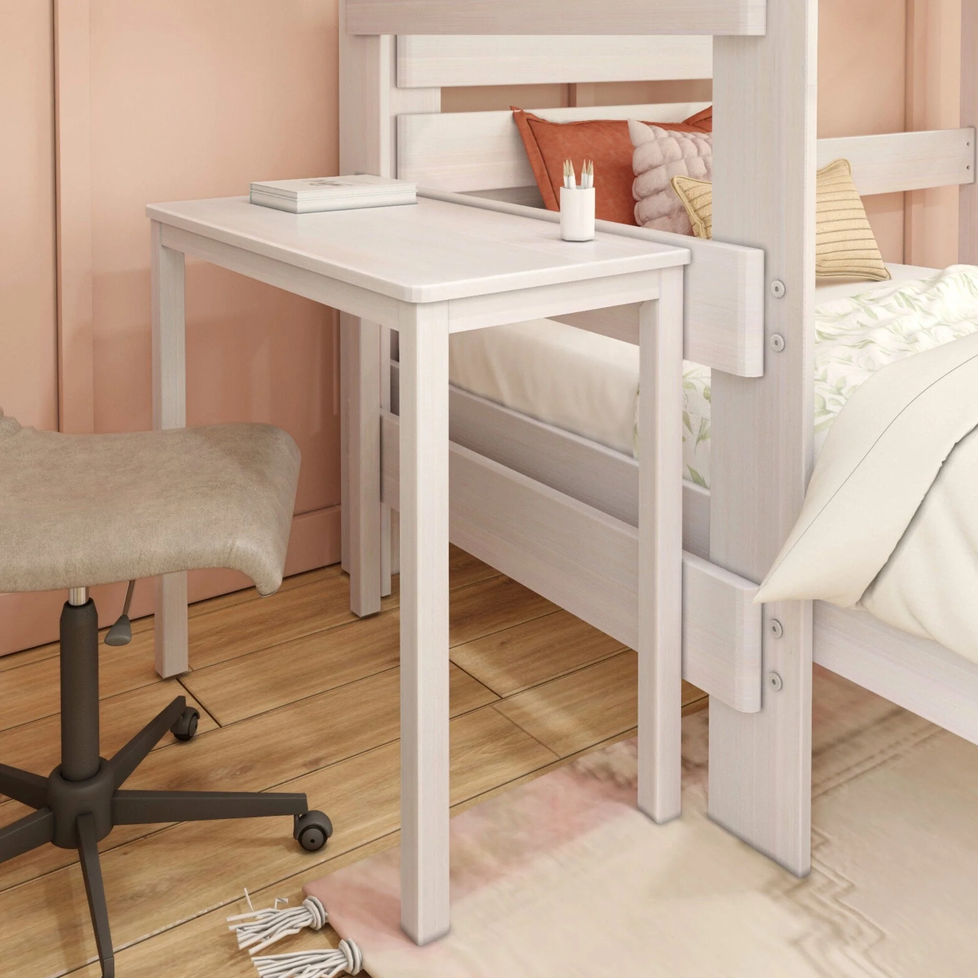 Modern Farmhouse Twin Over Twin L-Shaped Bunk Bed With Desk - Image 3