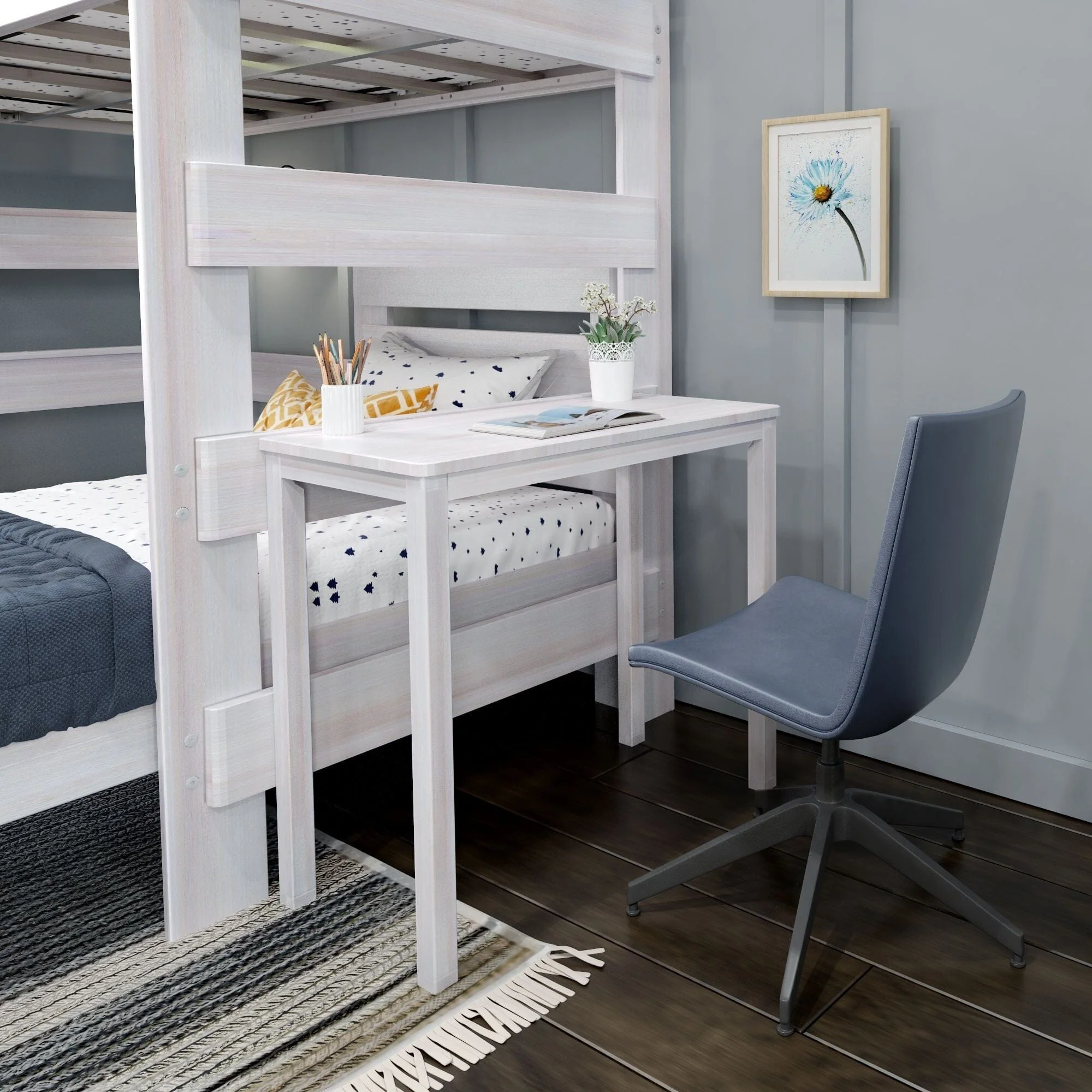 Modern Farmhouse Twin Over Twin L-Shaped Bunk Bed With Desk - Image 7