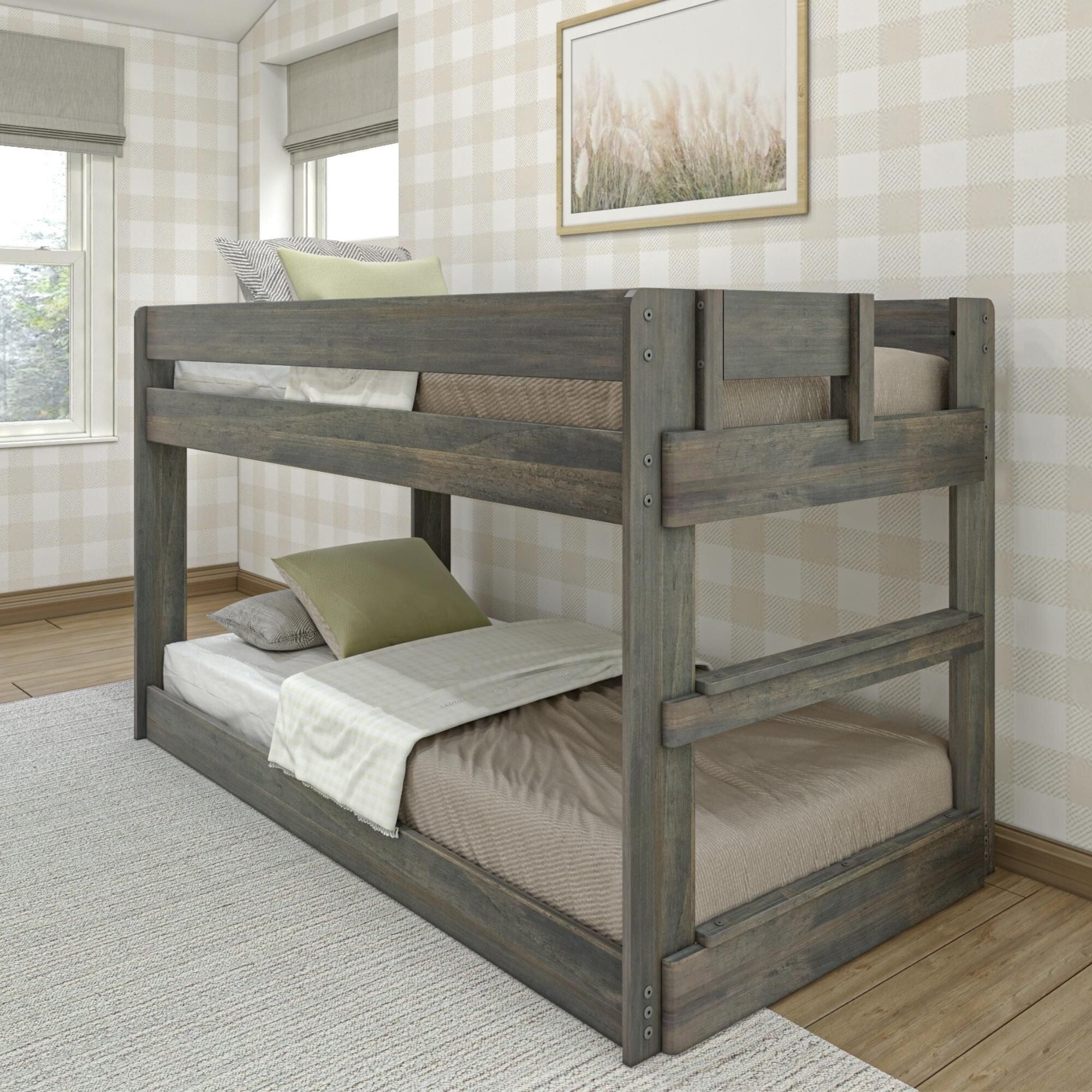 Modern Farmhouse Twin Over Twin Low Bunk Bed - Image 3