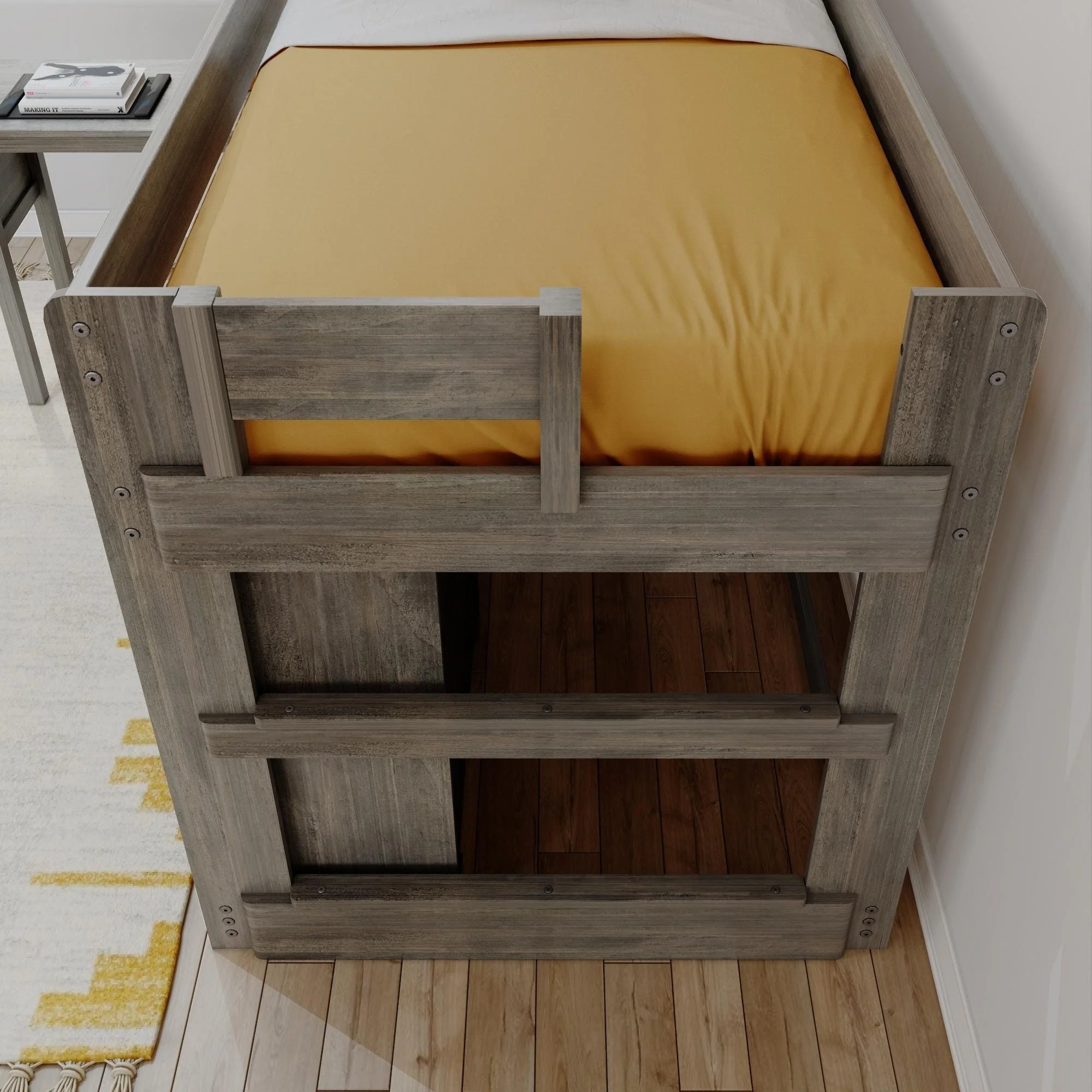Modern Farmhouse Twin Low Loft Bed With Desk & Storage - Image 18