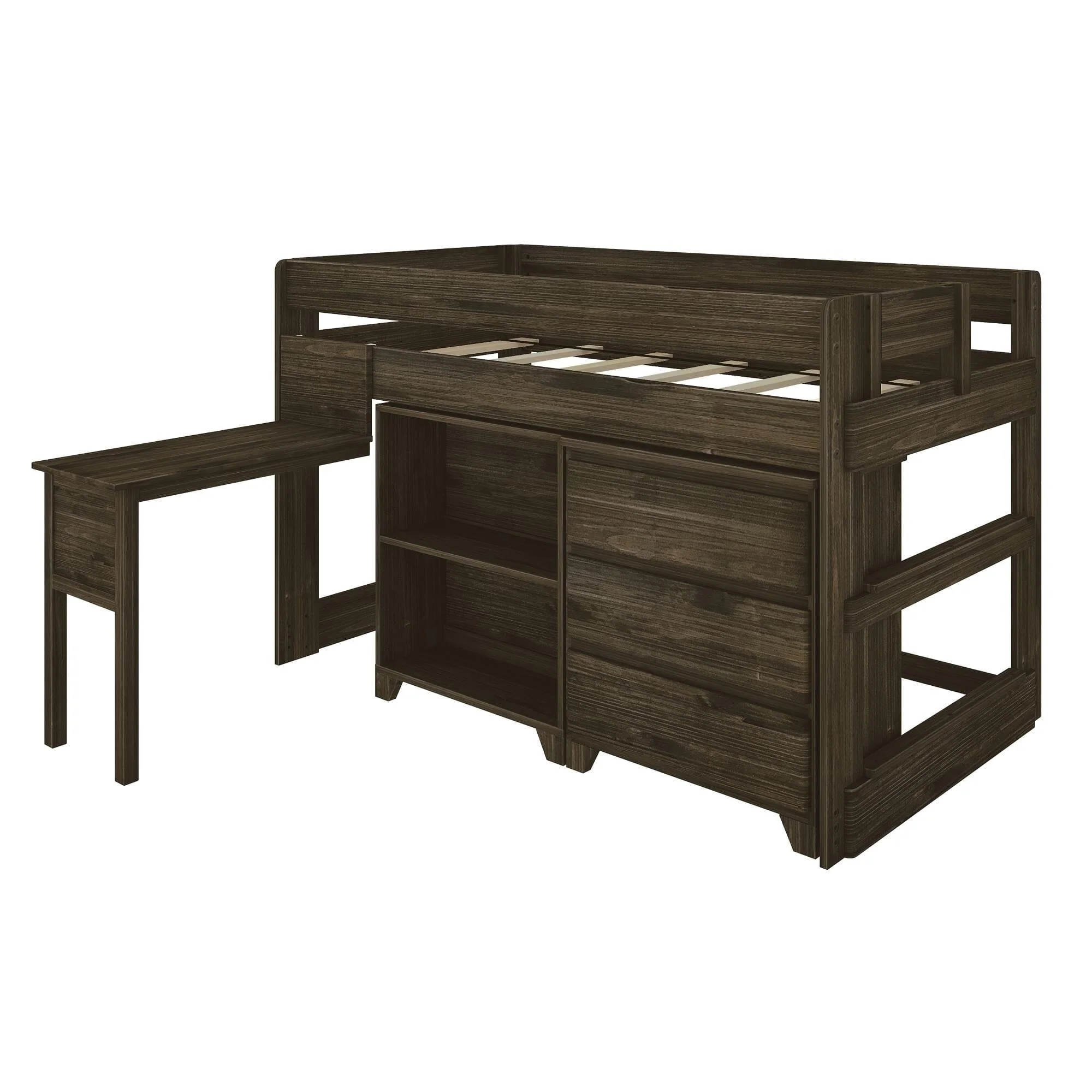 Modern Farmhouse Twin Low Loft Bed With Desk & Storage - Image 7