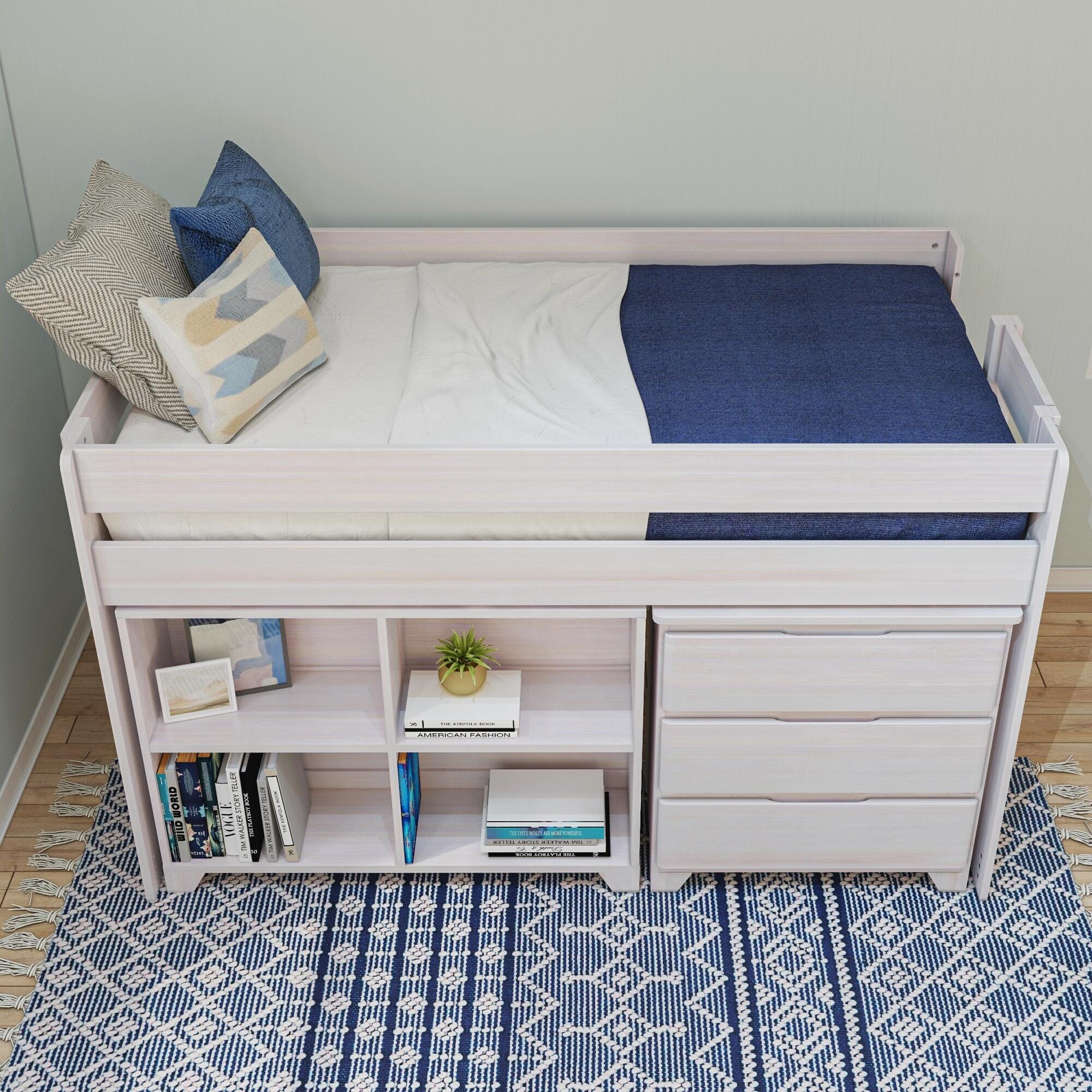 Modern Farmhouse Twin Low Loft Bed With Storage - Image 4