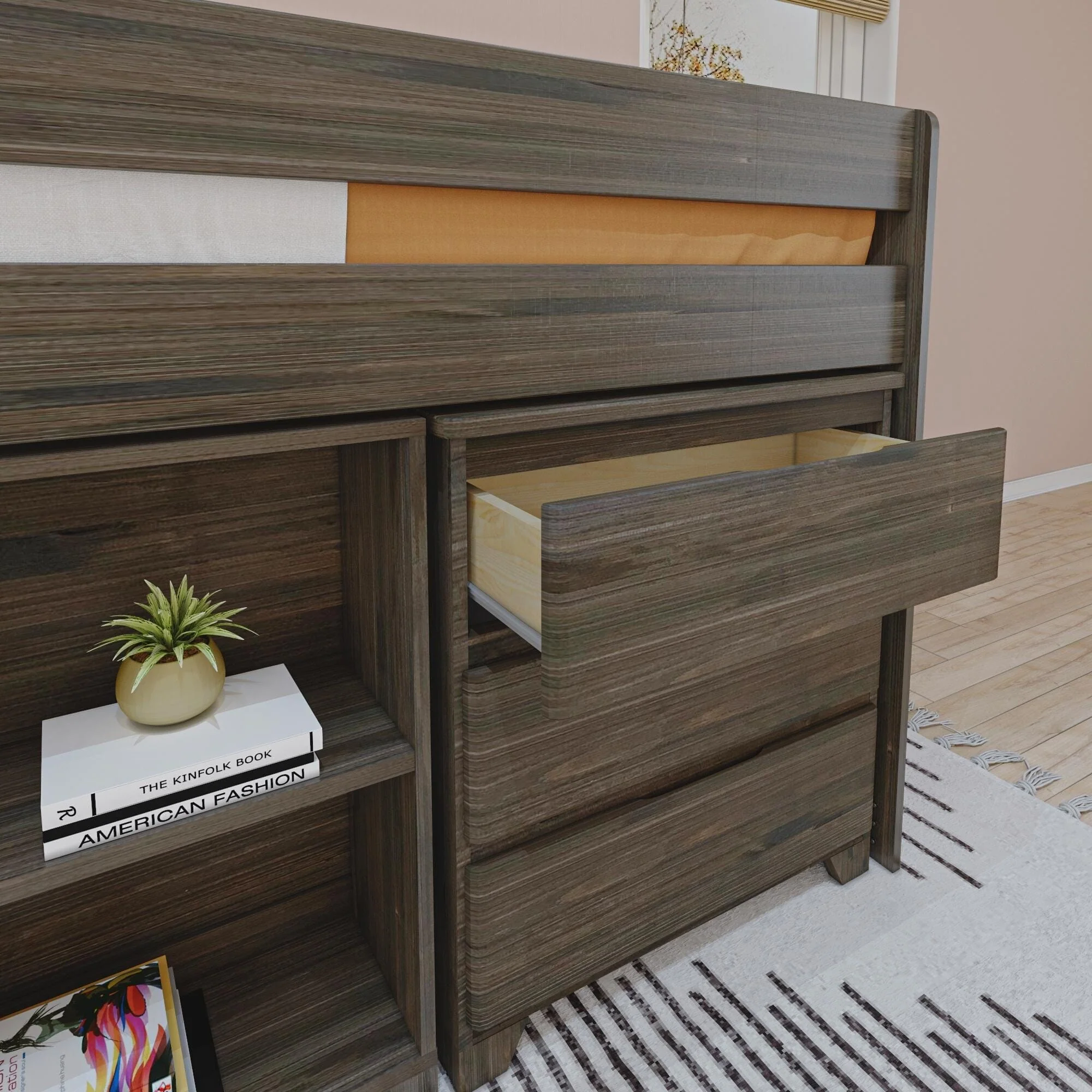 Modern Farmhouse Twin Low Loft Bed With Storage - Image 7