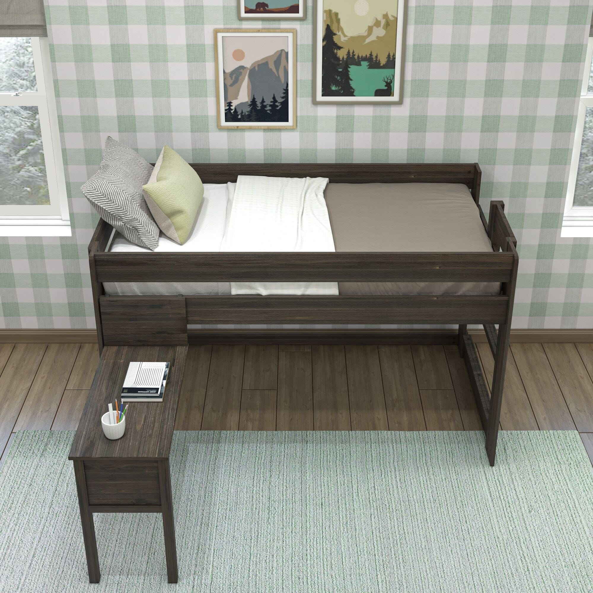 Modern Farmhouse Twin Low Loft Bed With Desk - Image 13
