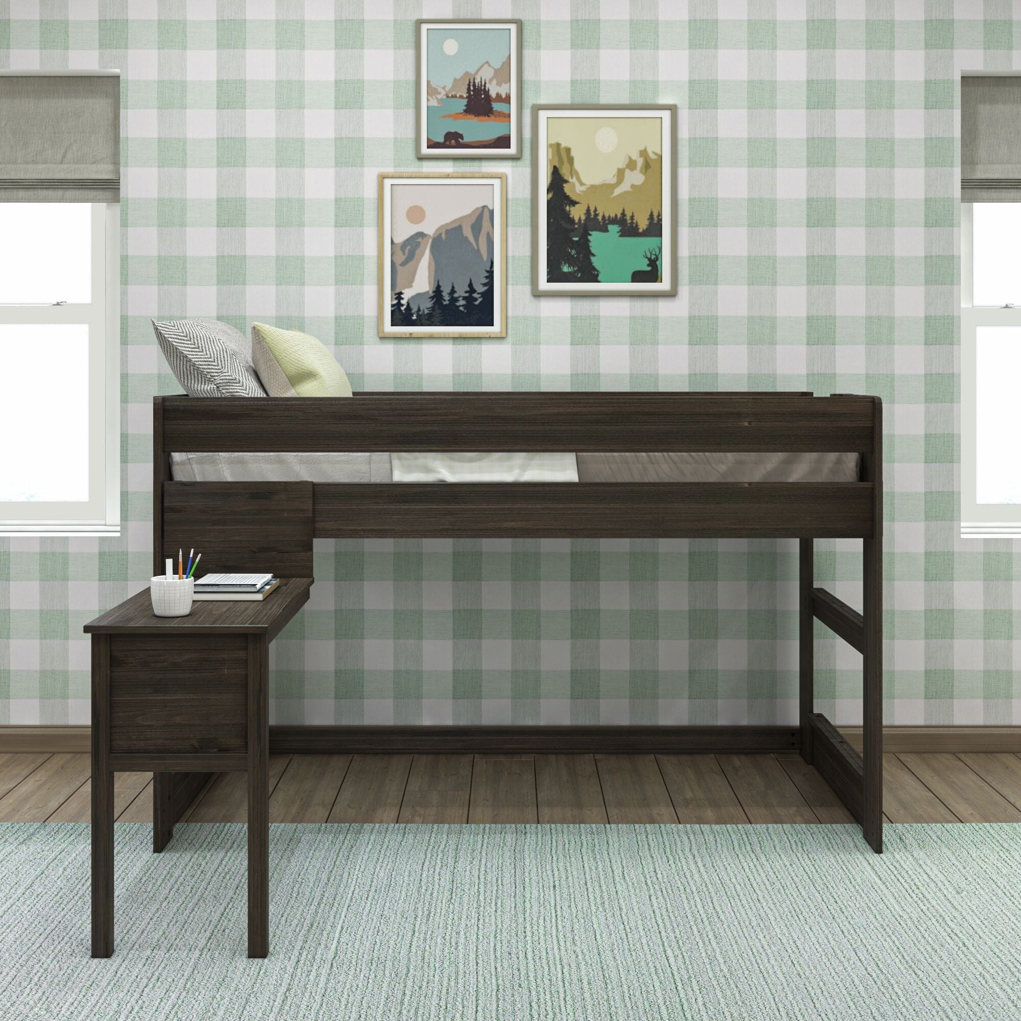 Modern Farmhouse Twin Low Loft Bed With Desk - Image 4
