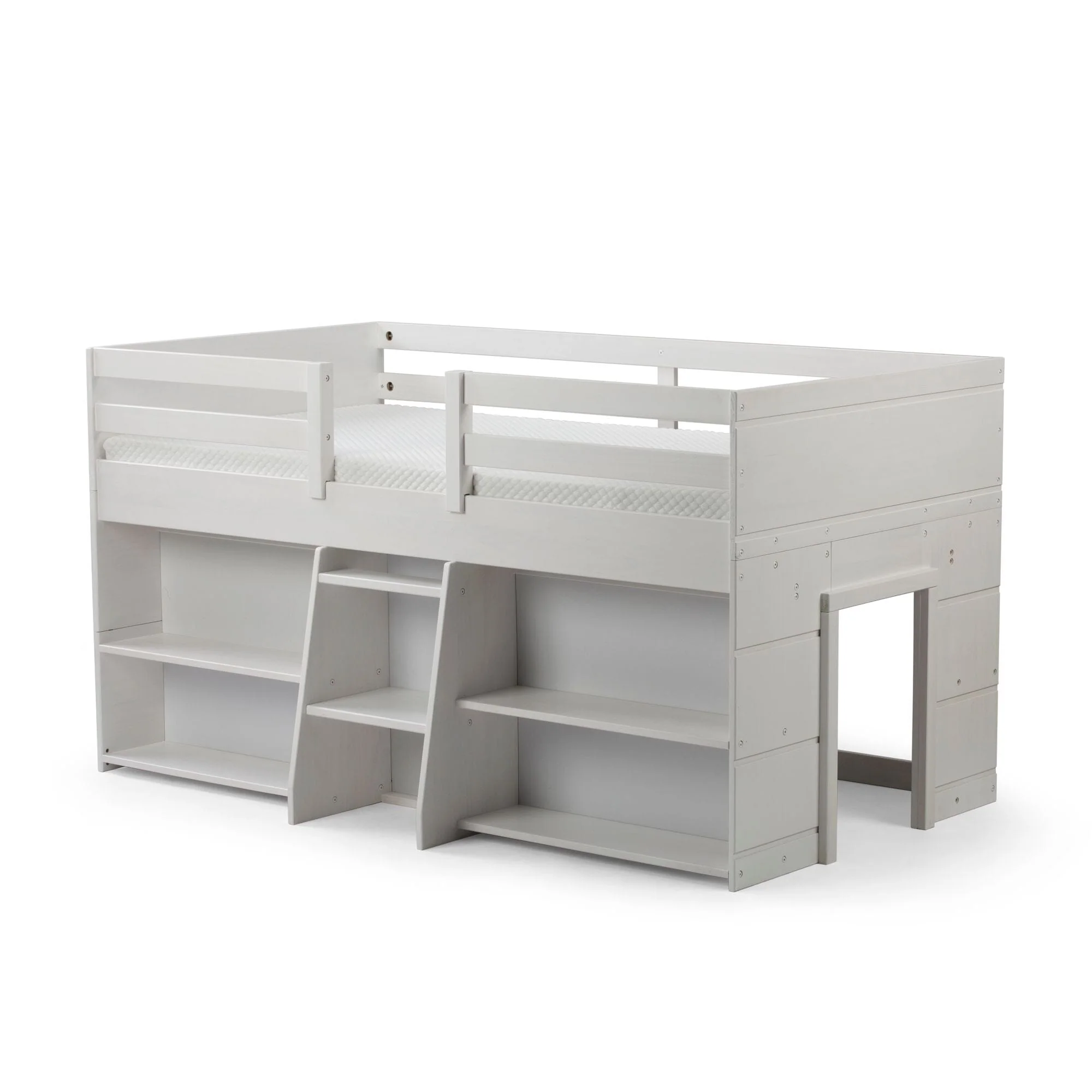 Modern Farmhouse Twin Low Loft Bed With Bookcases - Image 10