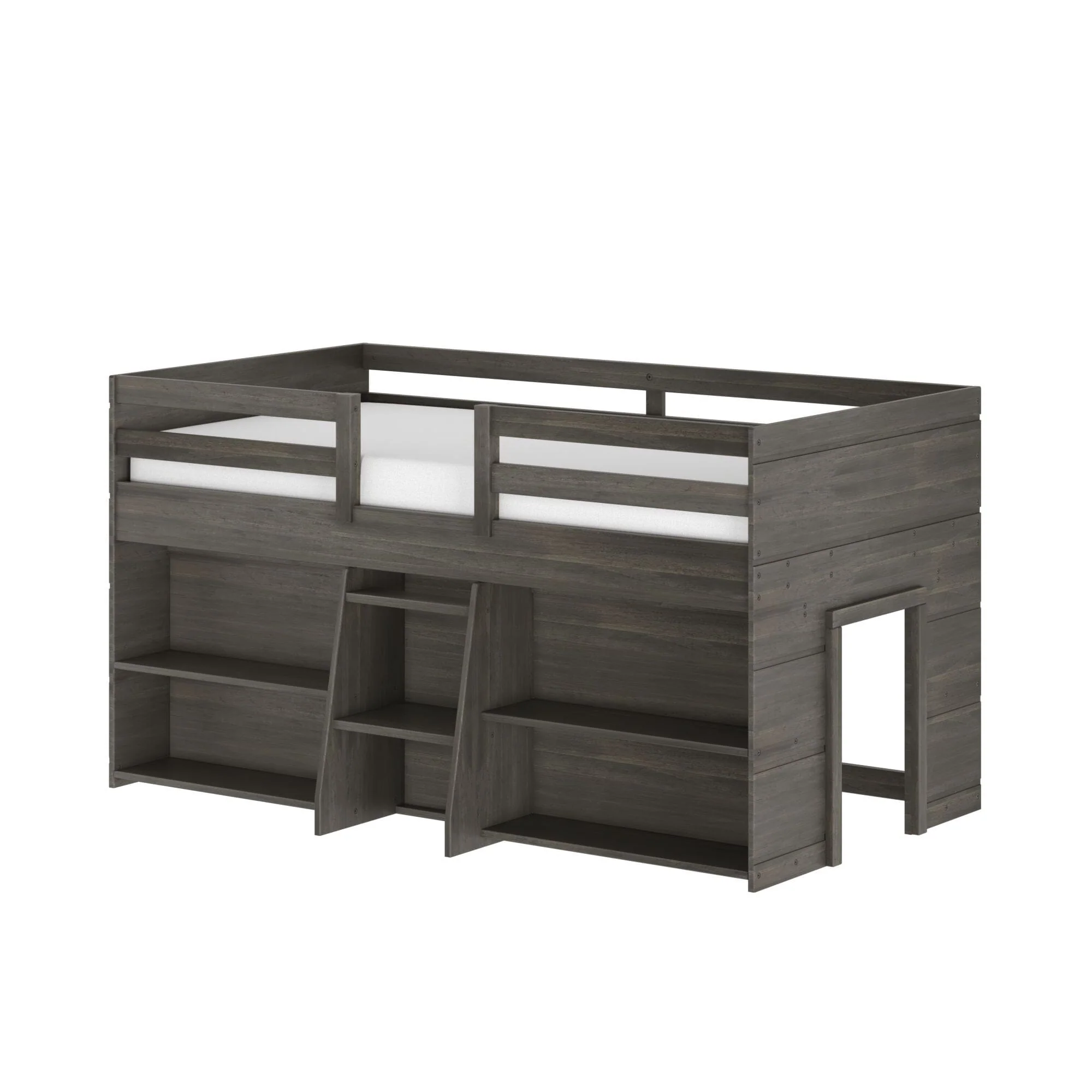 Modern Farmhouse Twin Low Loft Bed With Bookcases - Image 11