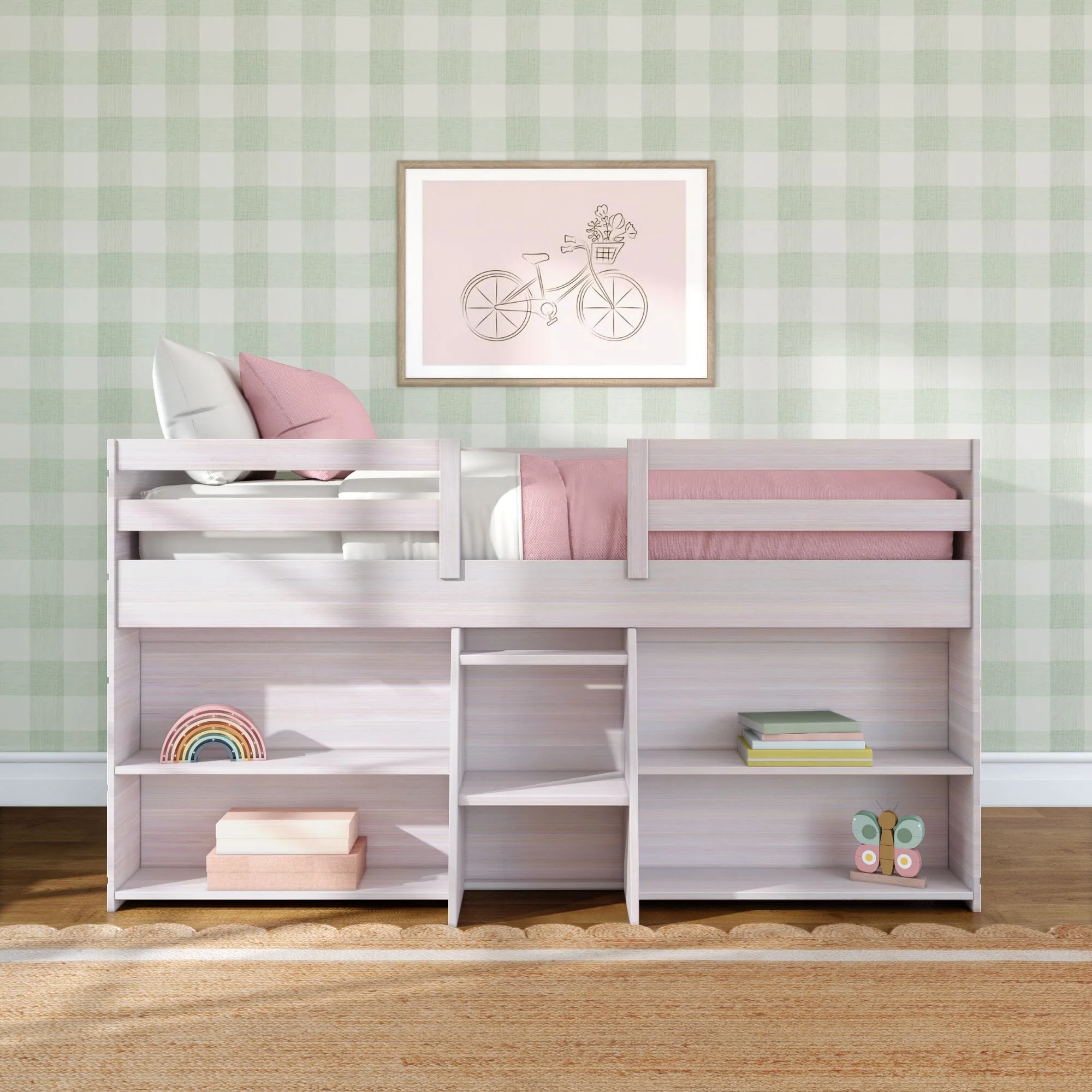 Modern Farmhouse Twin Low Loft Bed With Bookcases - Image 6