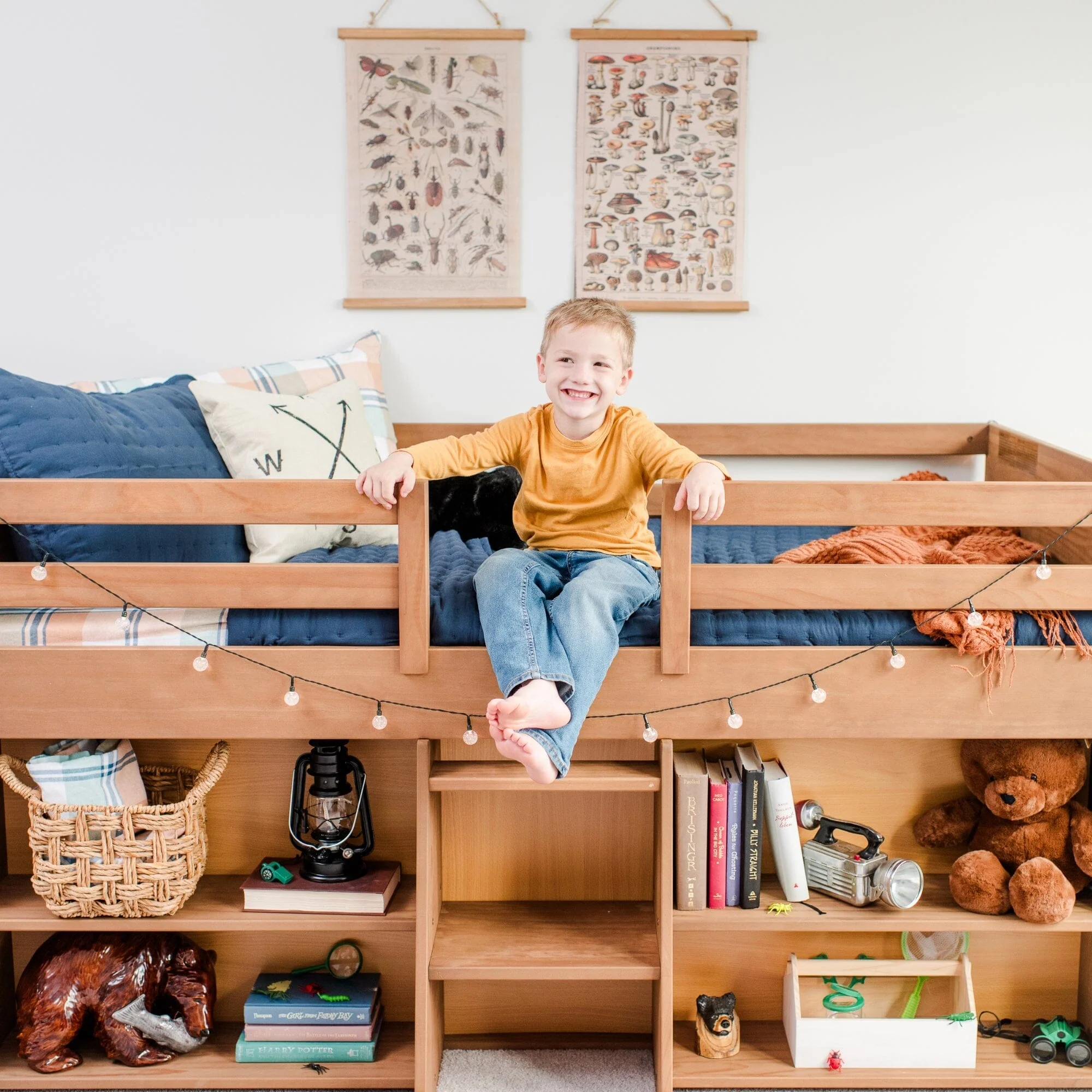 Modern Farmhouse Twin Low Loft Bed With Bookcases - Image 8