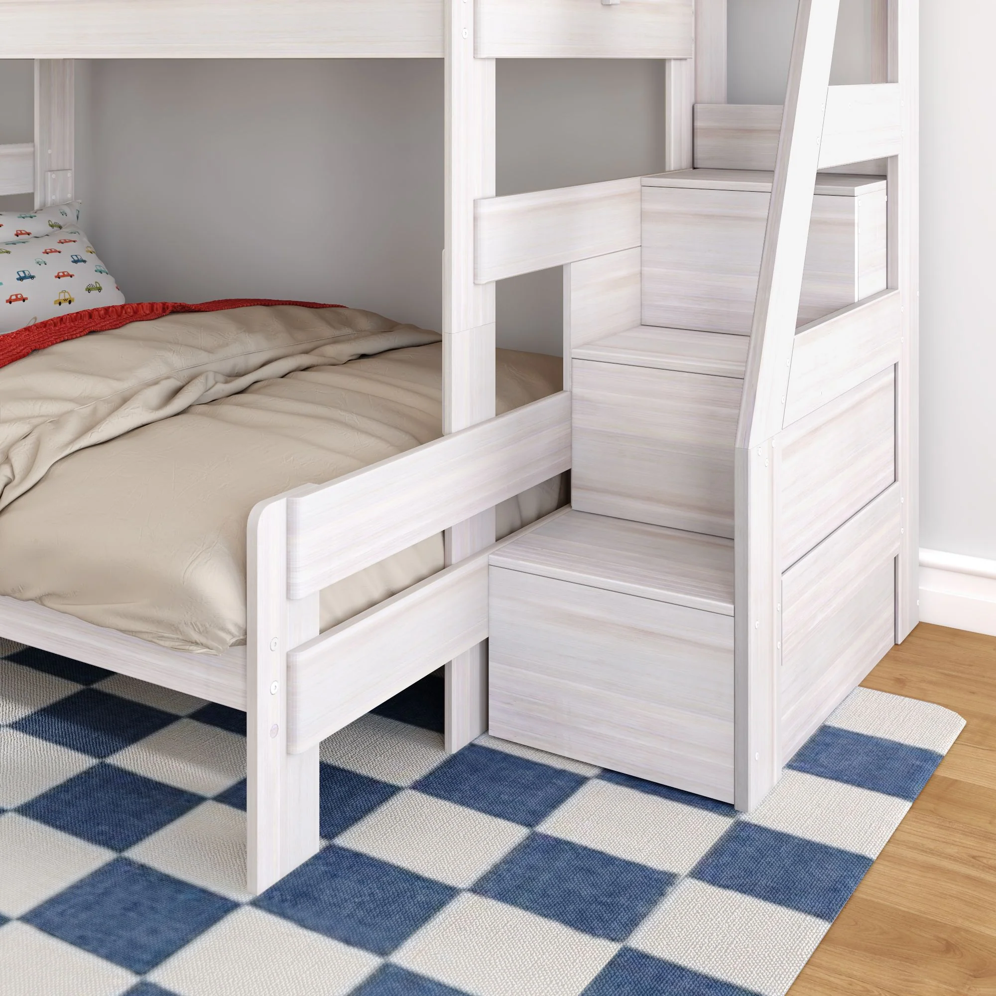 Modern Farmhouse Twin XL Over Queen Bunk Bed With Stairs - Image 17