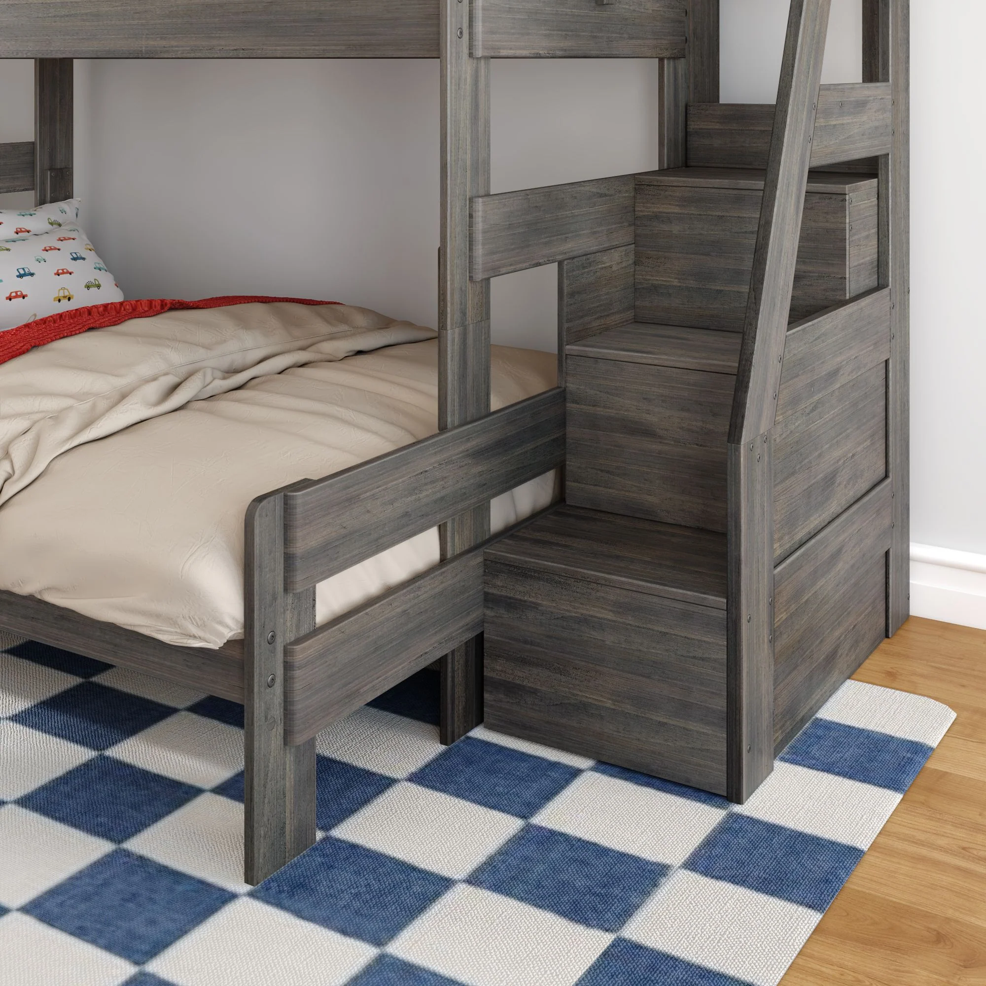 Modern Farmhouse Twin XL Over Queen Bunk Bed With Stairs - Image 18