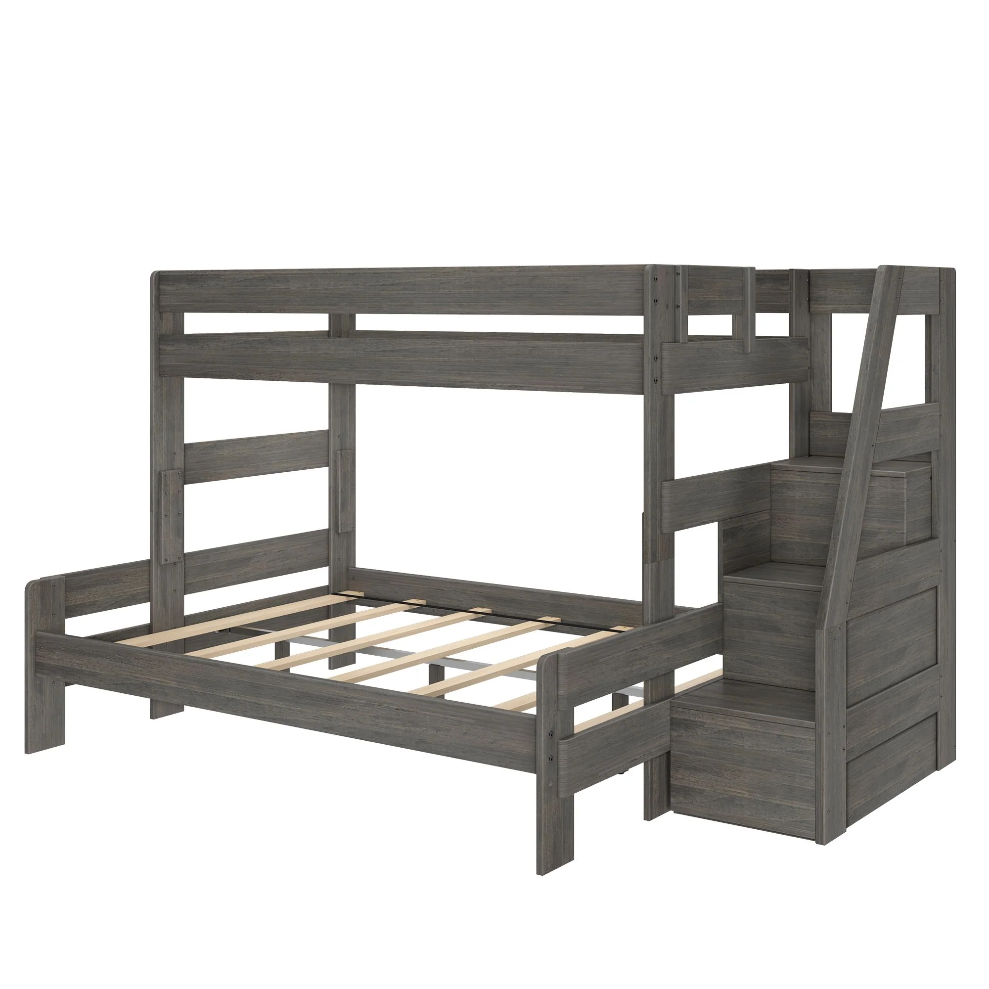 Modern Farmhouse Twin XL Over Queen Bunk Bed With Stairs - Image 26