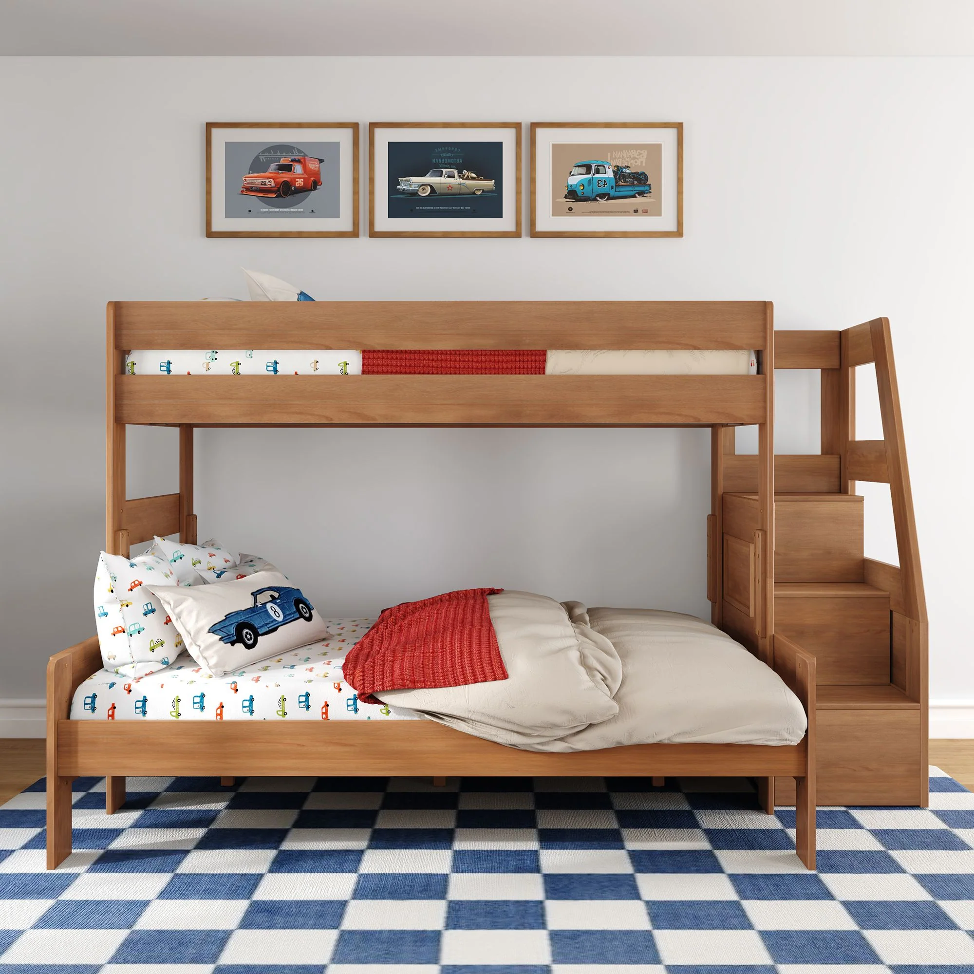 Modern Farmhouse Twin XL Over Queen Bunk Bed With Stairs - Image 8