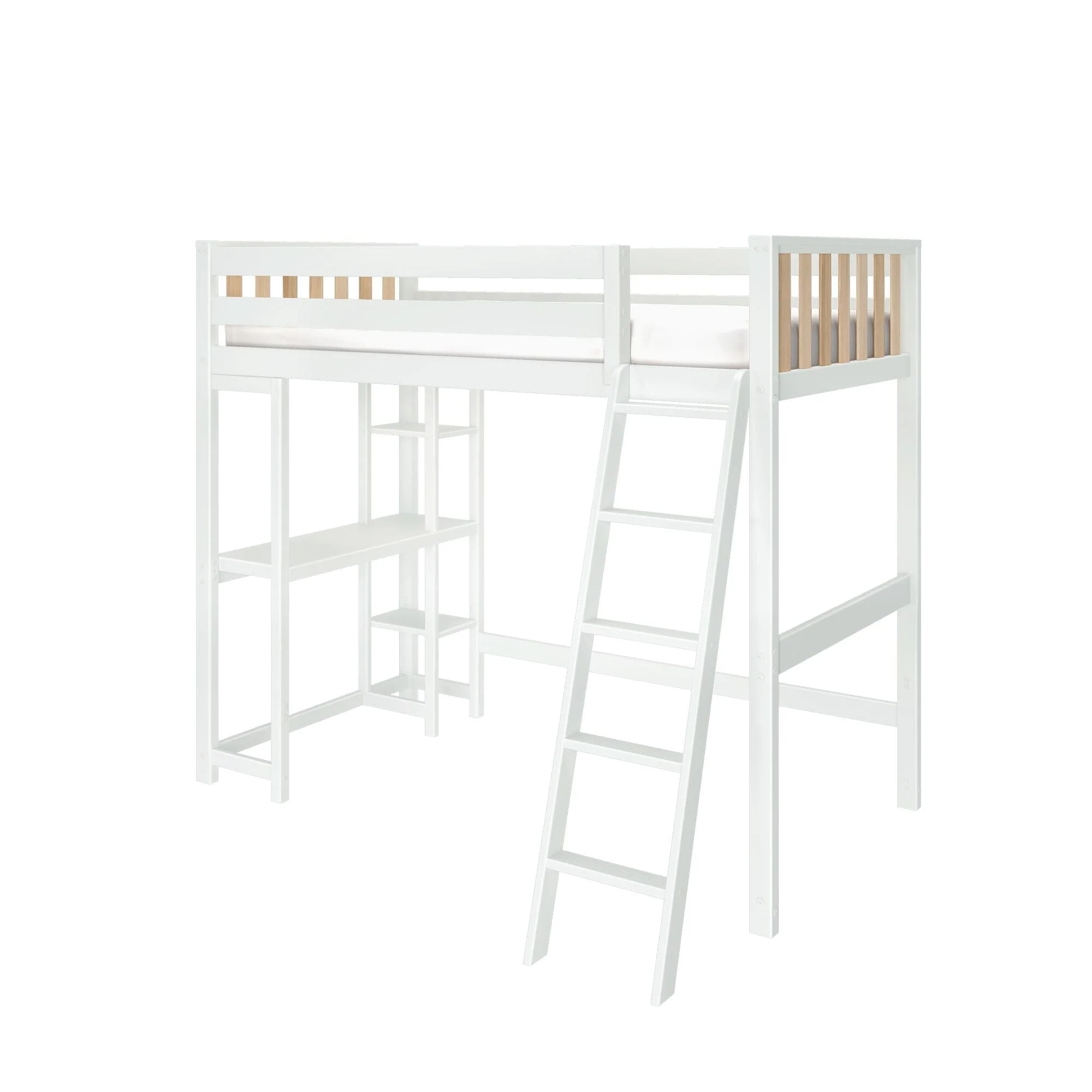 Scandinavian Twin Loft Bed With Desk & Bookcase - Image 6