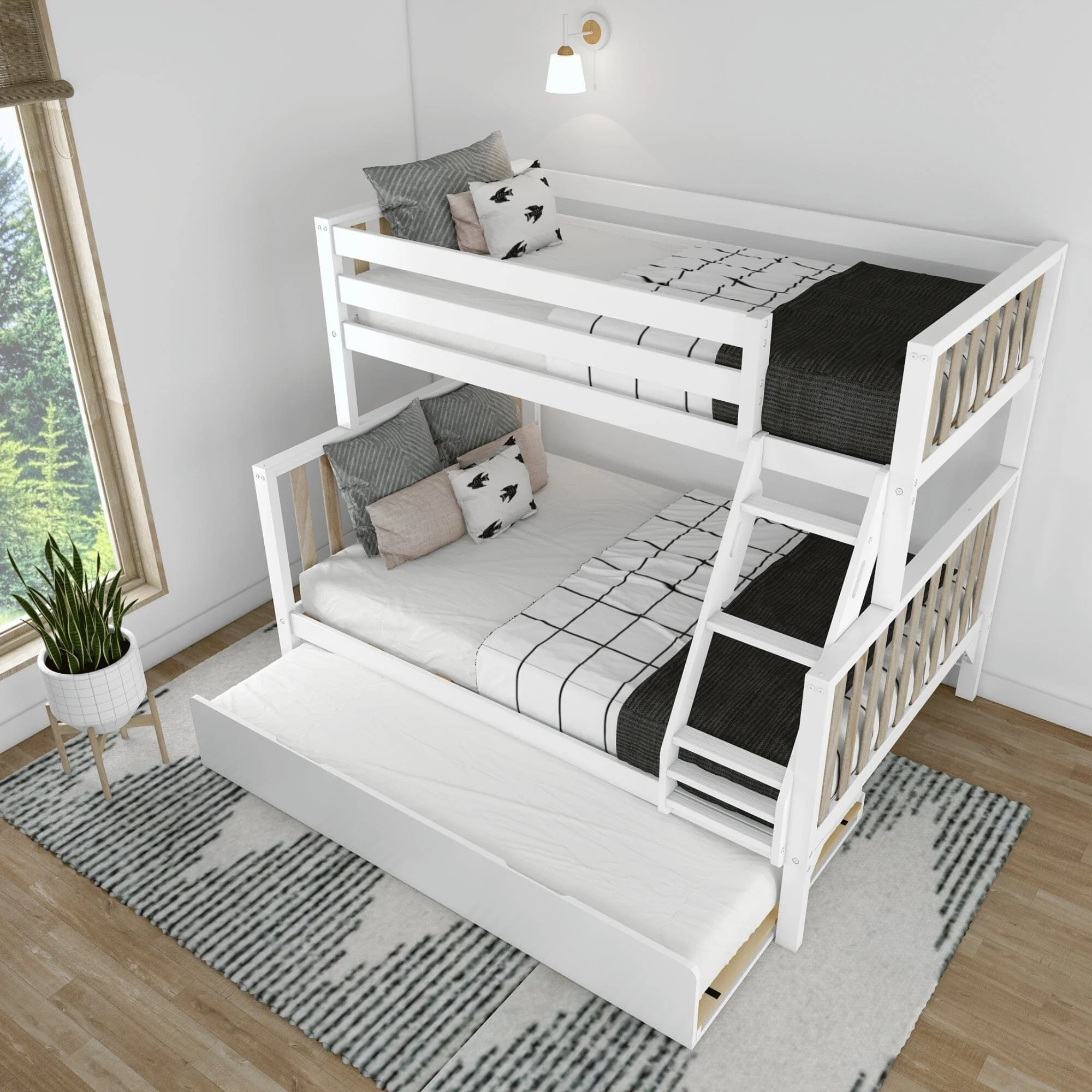 Scandinavian Twin Over Full Bunk Bed With Trundle - Image 21