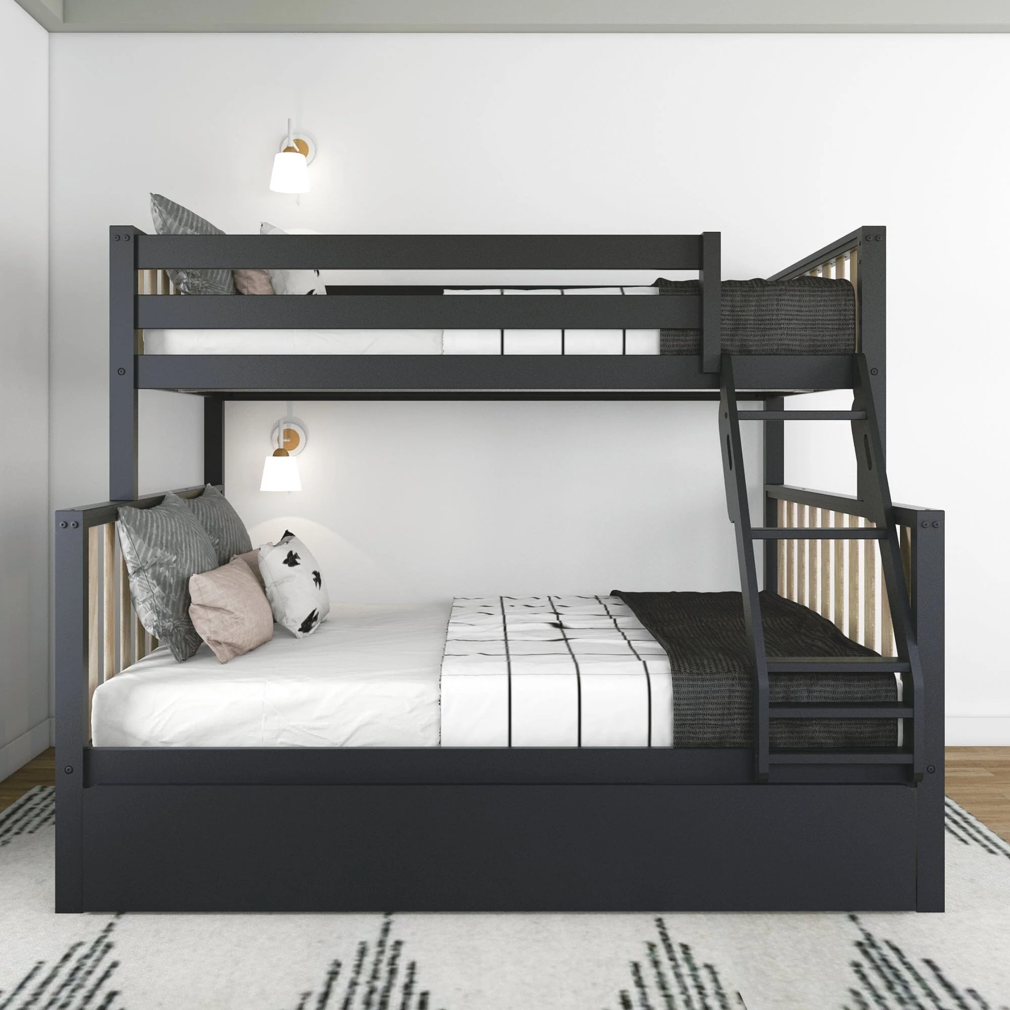Scandinavian Twin Over Full Bunk Bed With Trundle - Image 8